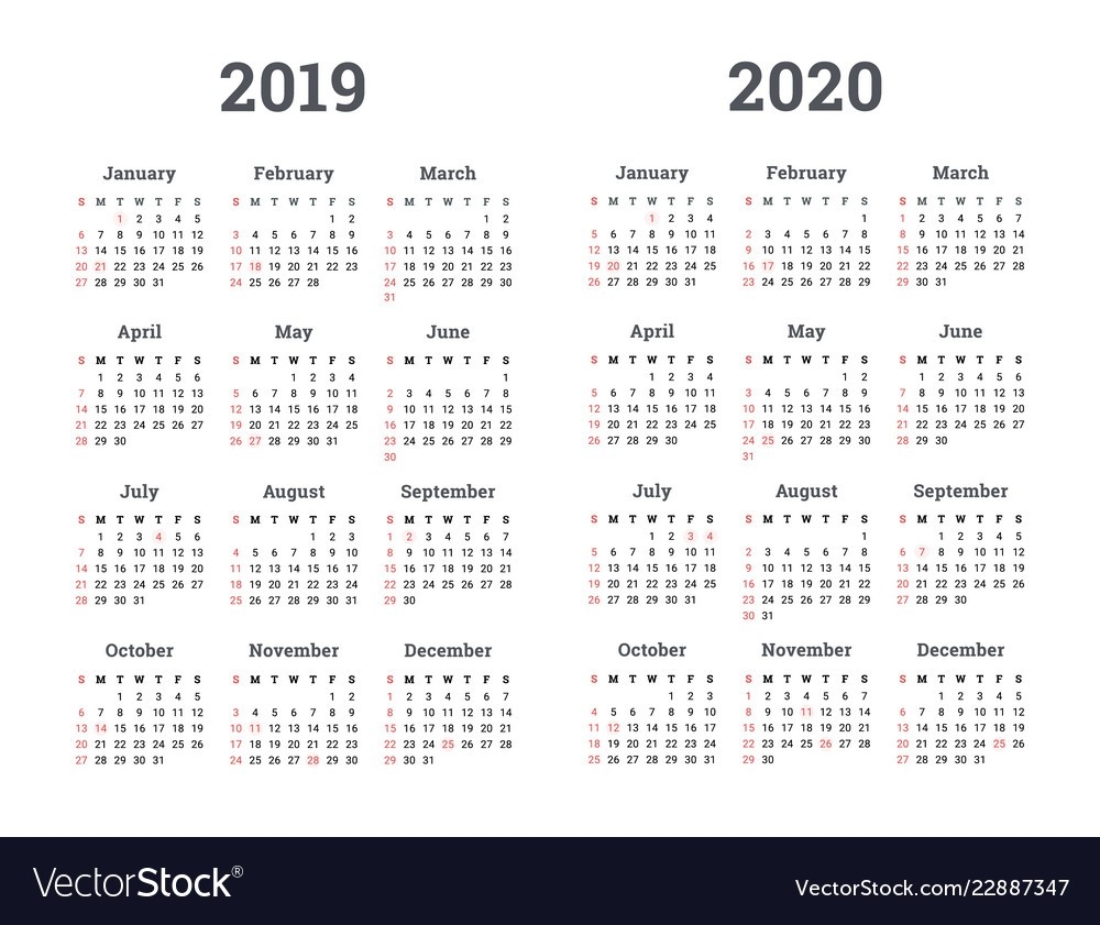 Calendar 2019 2020 Year-2020 Calendar Template For Illustrator