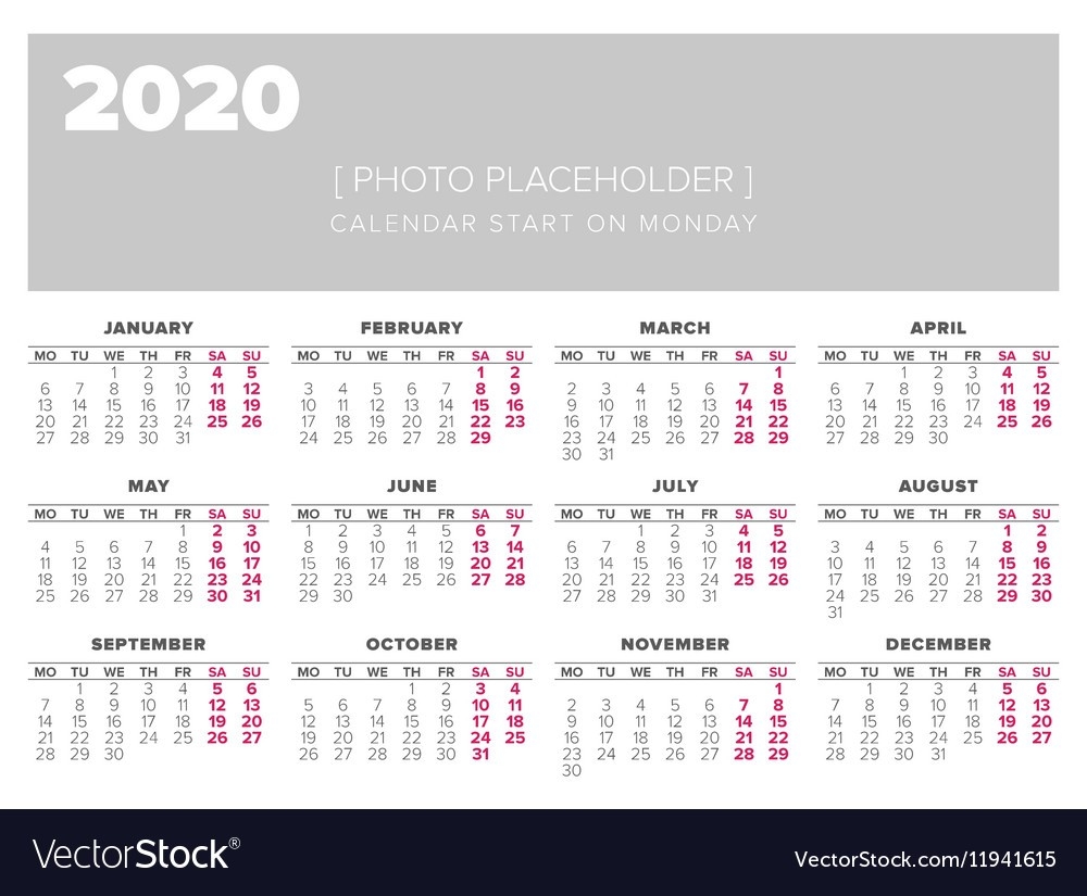 Calendar 2020 Year Design Template-2020 Calendar Template For Illustrator