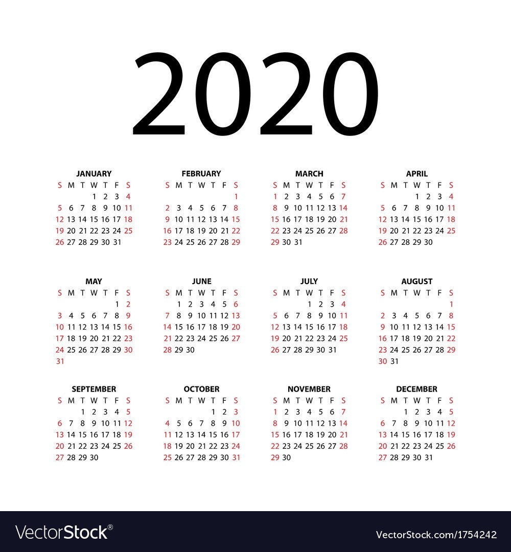 Calendar For 2020-2020 Calendar Template For Illustrator