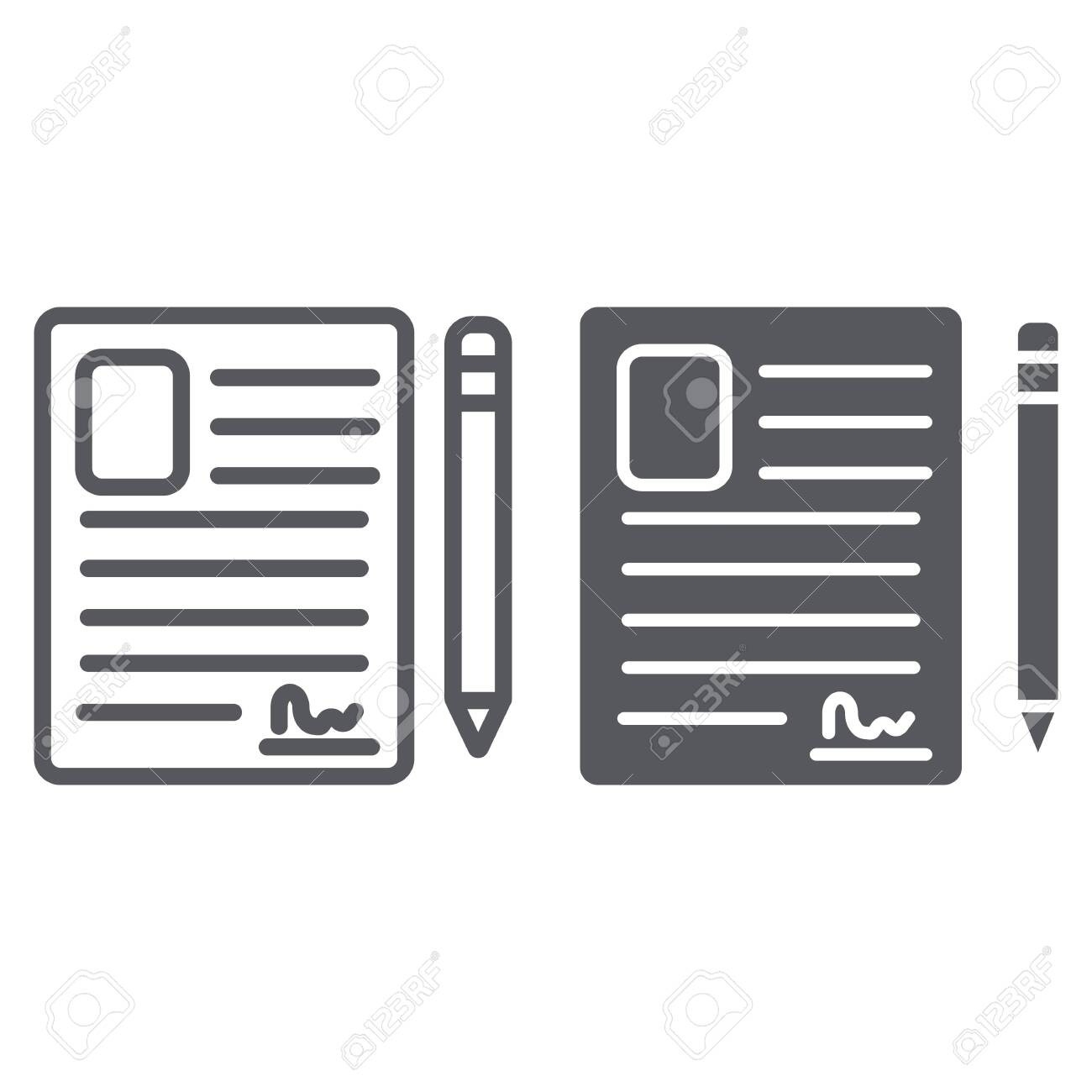 Contact Form Line And Glyph Icon, Blank And Register, Document..-Glyphicon Icon Is Blank