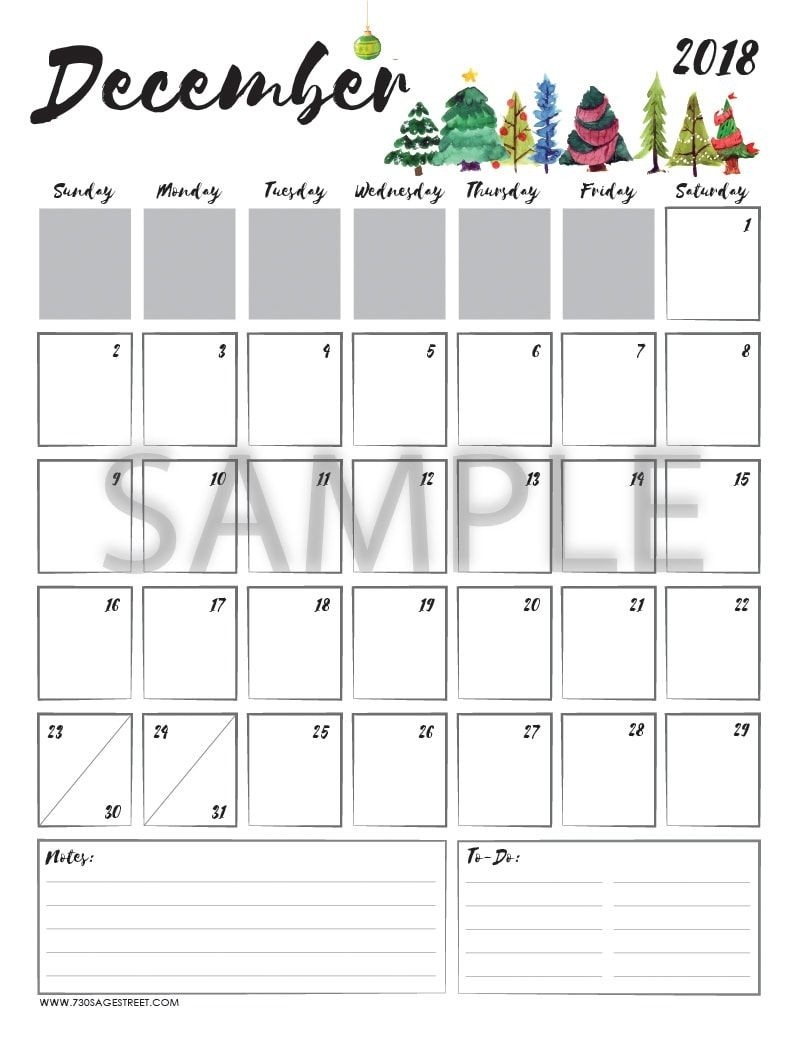 December 2018 Printable Calendar | 2018 Printable Calendar-Calendar Template Bulletin Board
