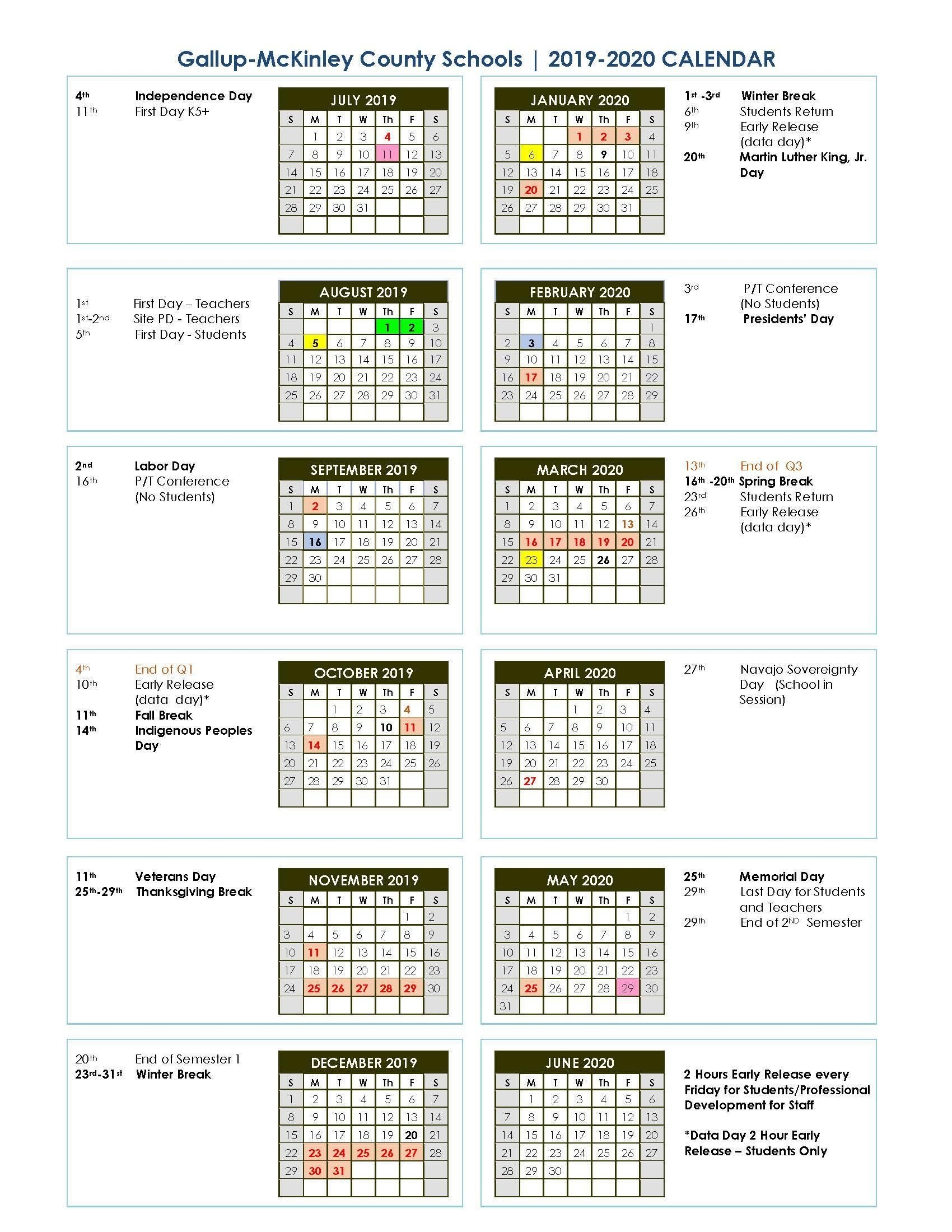 District School Year Calendar/graduation Dates – Parents-America School Holidays 2020 Calendar