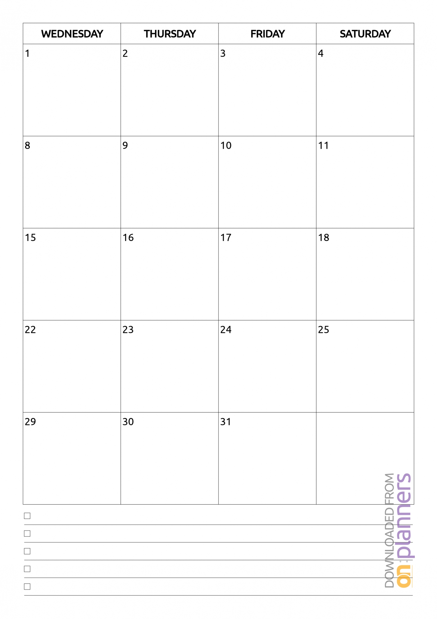 Download Printable Monthly Calendar With Notes Pdf-Blank Printable Monthly Calendar With No Dates
