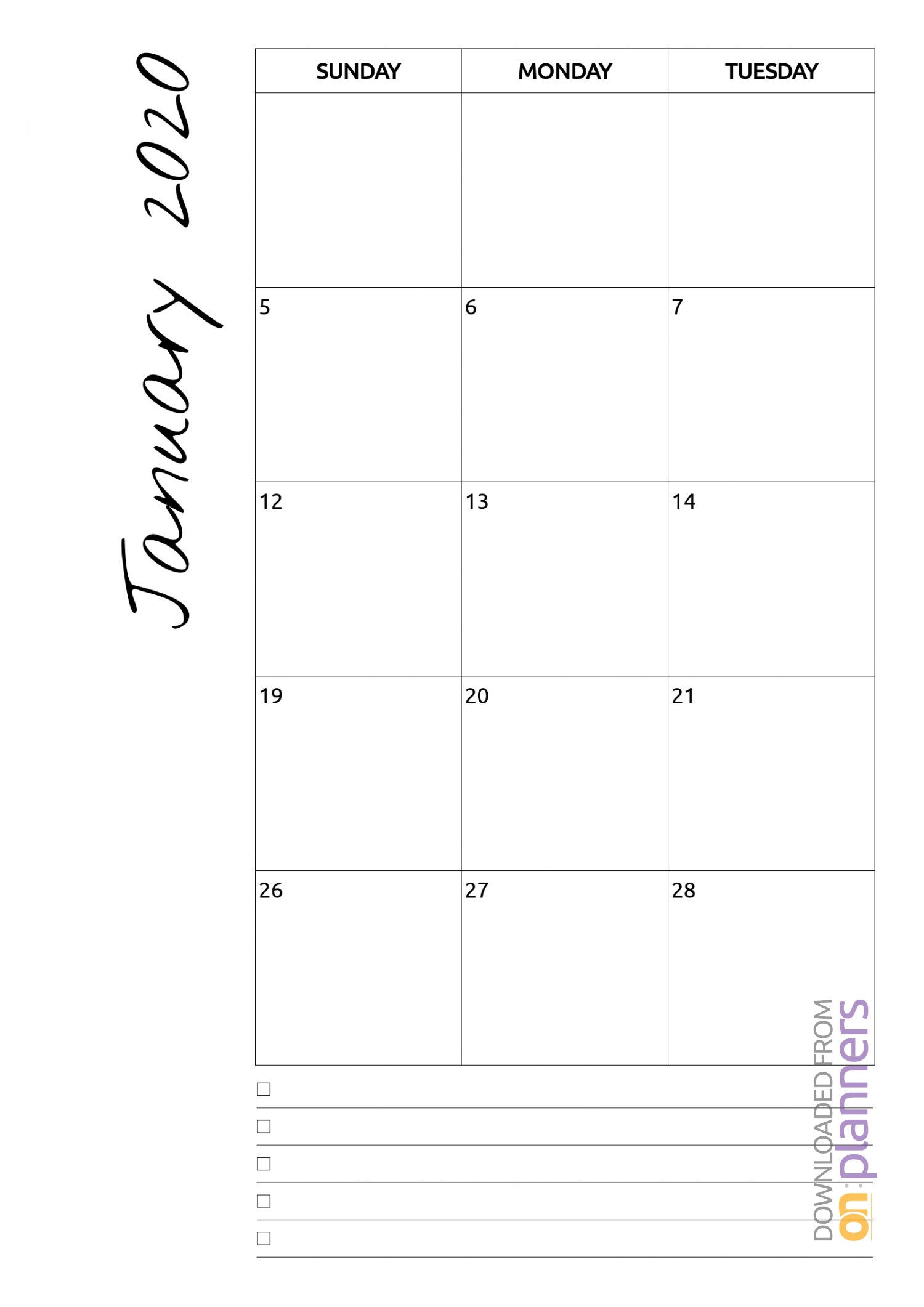 Download Printable Monthly Calendar With Notes Pdf-Free Two Page Monthly Planner Templates