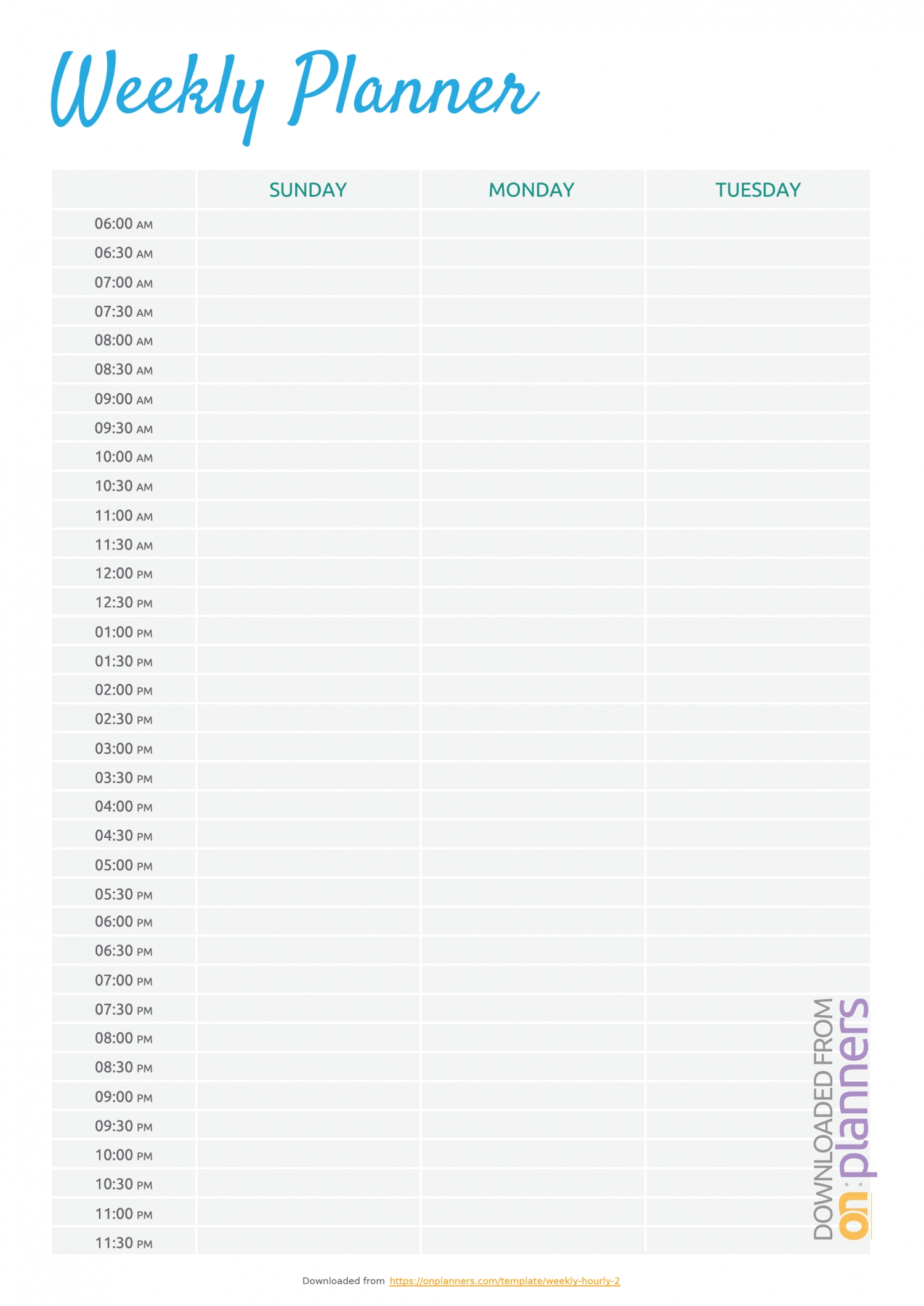 Calender Templates Printable Hourly | Calendar Template Printable