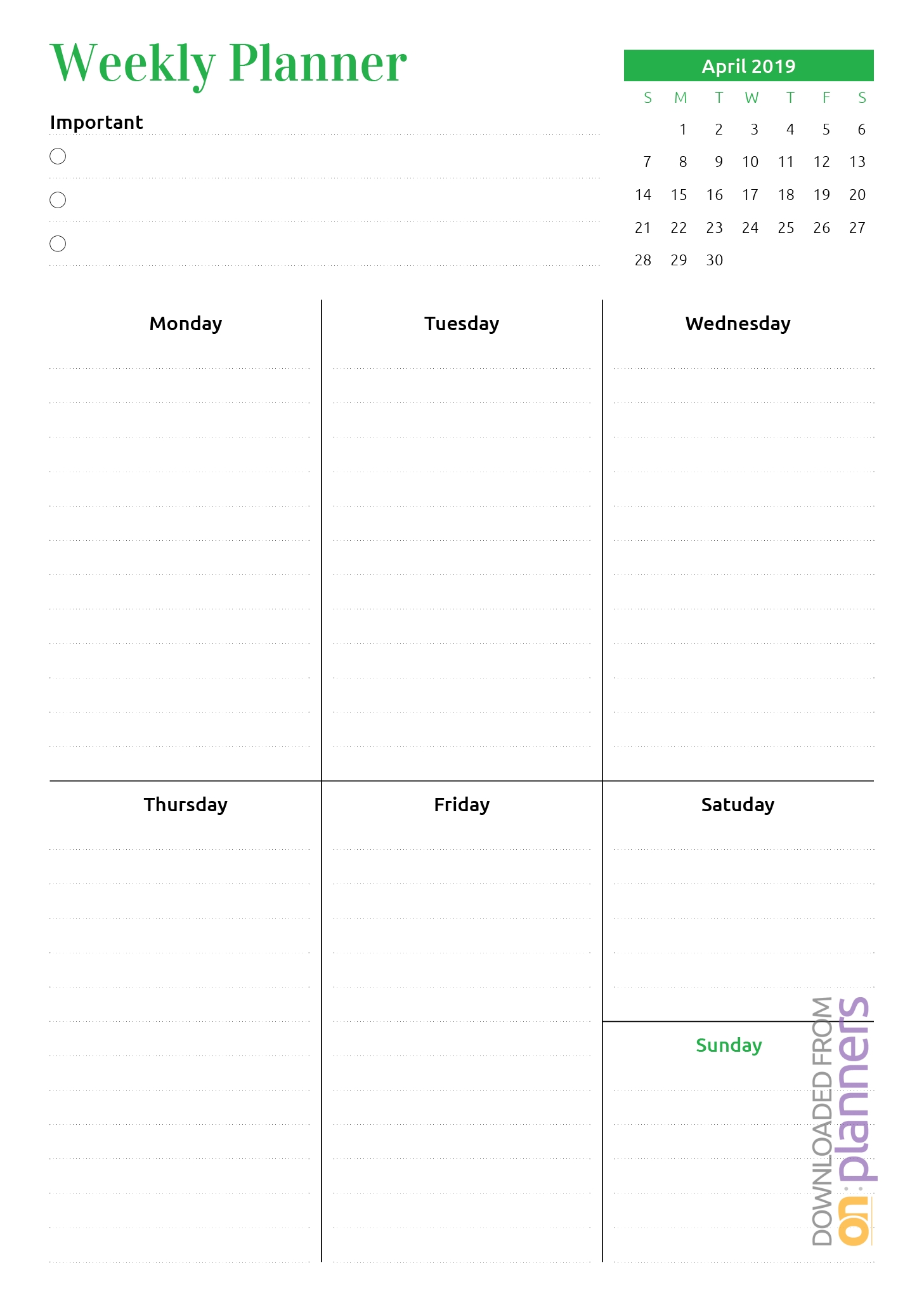 Download Printable Week At A Glance Planner With Calendar Pdf-8 Week Blank Calendar Printable