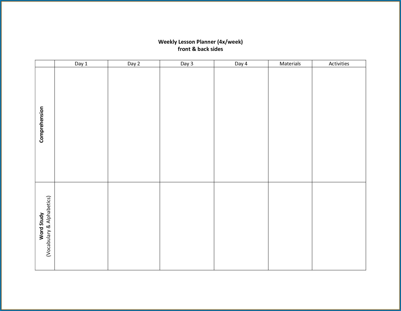 2 Week Calendar Template Free