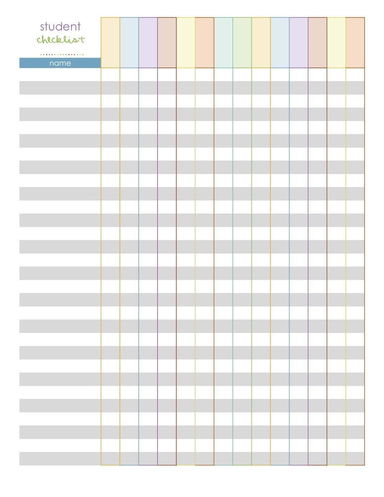 Elementary Class List Template | Monthly Planning Pages- A-Blank Monthly Checklist Printable