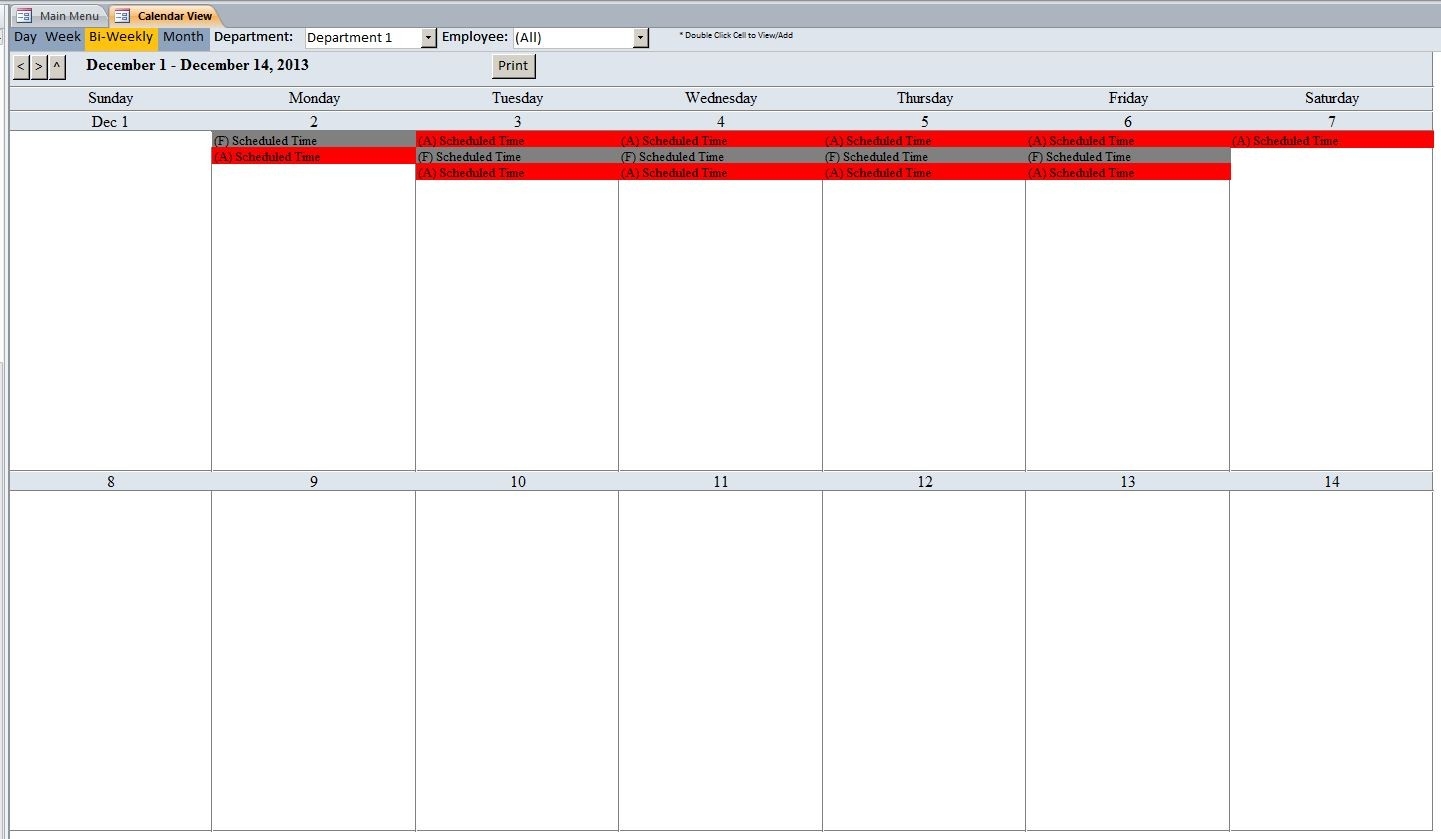 Employee Vacation Tracking Database Template | Employee-Employee Vacation Calendar Template