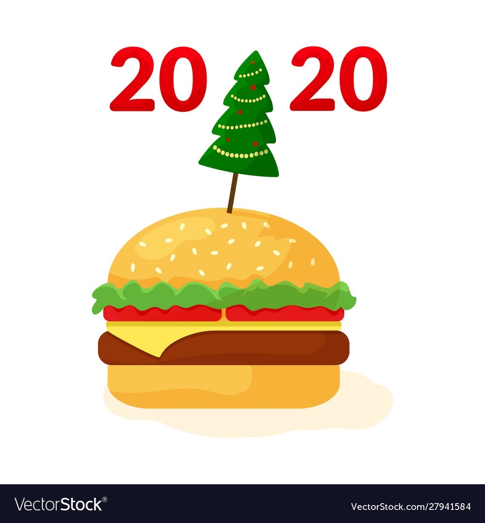 Fast Food 2020 Cheeseburger With Christmas Tree-Free Food Holidays 2020