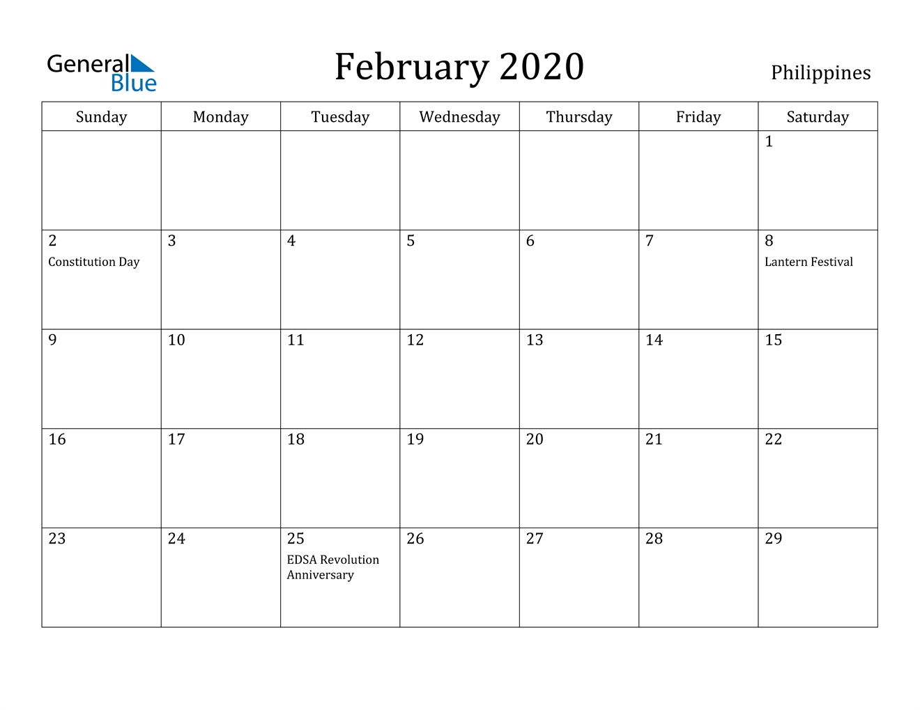 February 2020 Calendar - Philippines-Holidays To The Philipines In March 2020