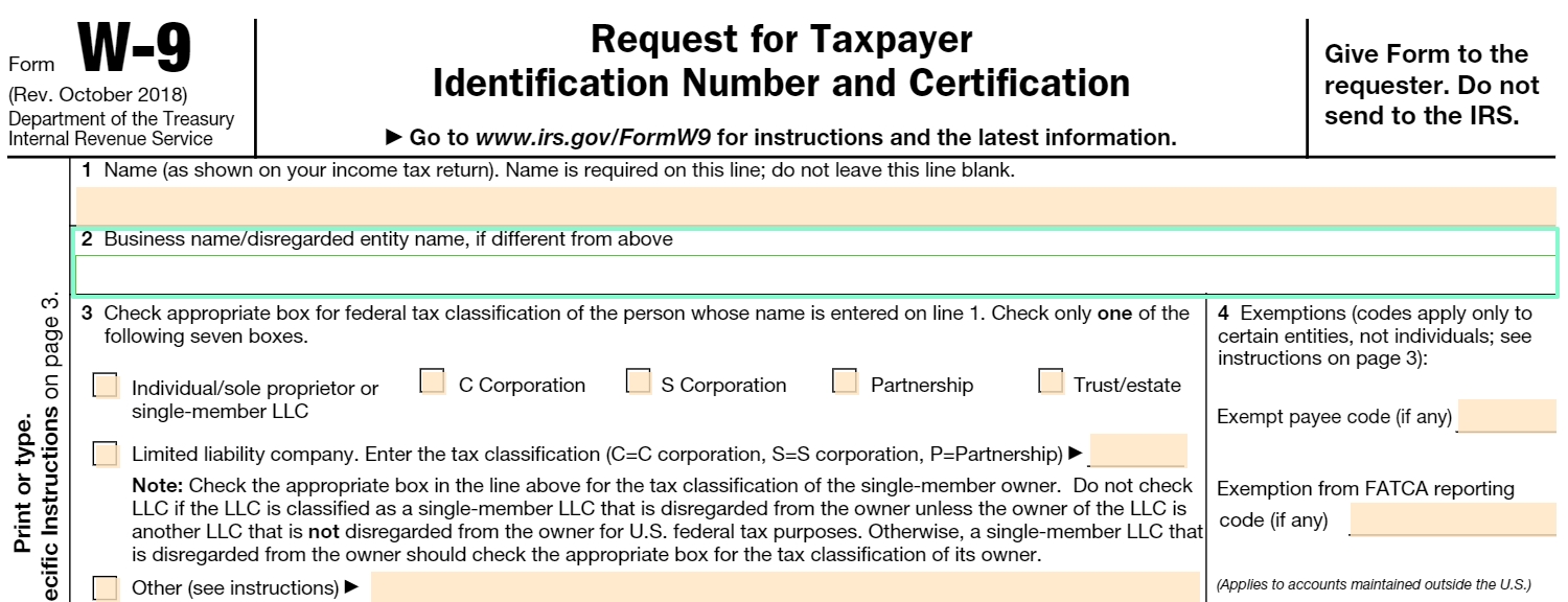Fillable W-9 Form: Get Free Irs W-9 Template Online (2018-W-9 Tax Form Blank 2020