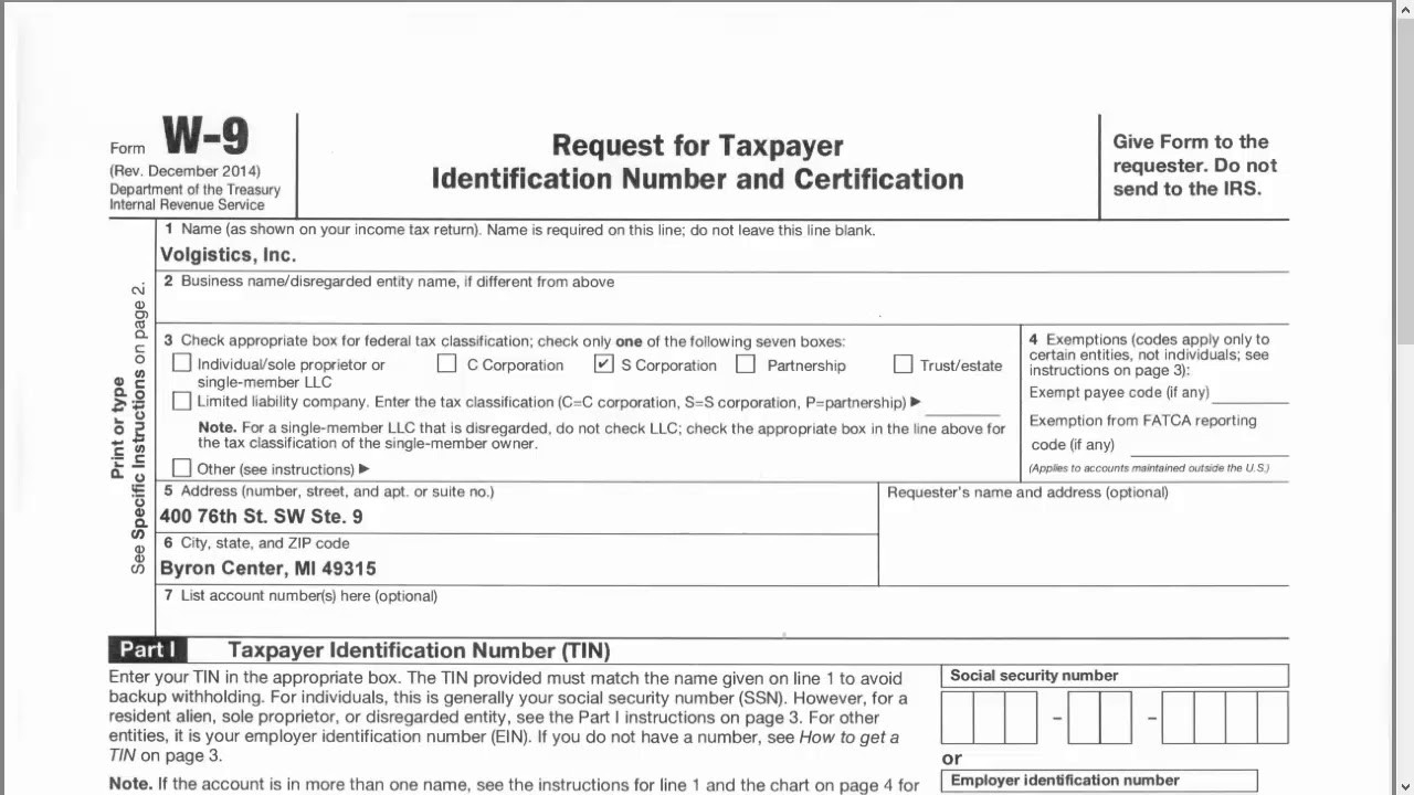 Find Volgistics&#039; W-9 Form Online-Blank W 9 To Print