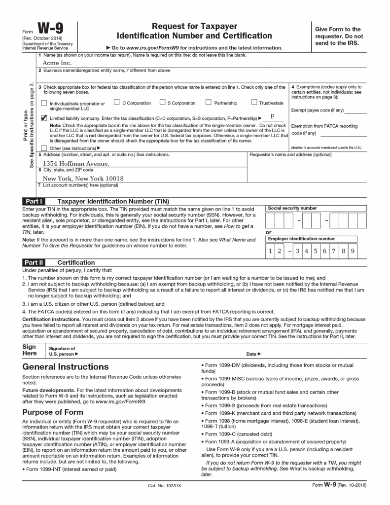 Form W-9 - Form Pros-Print Blank I 9 Form