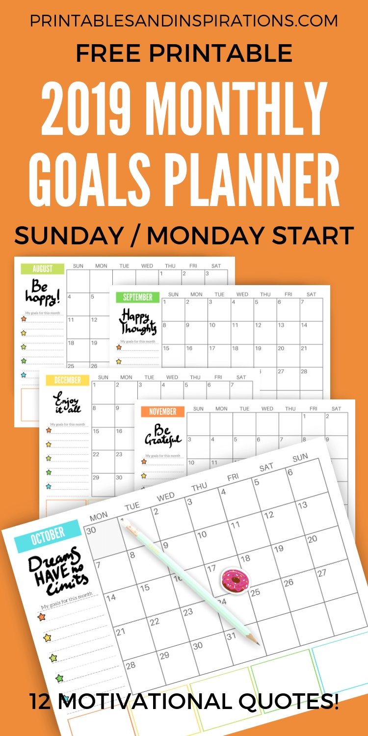 Free 2020 Monthly Goals Calendar Printable-Monthly Goal Calendar Template