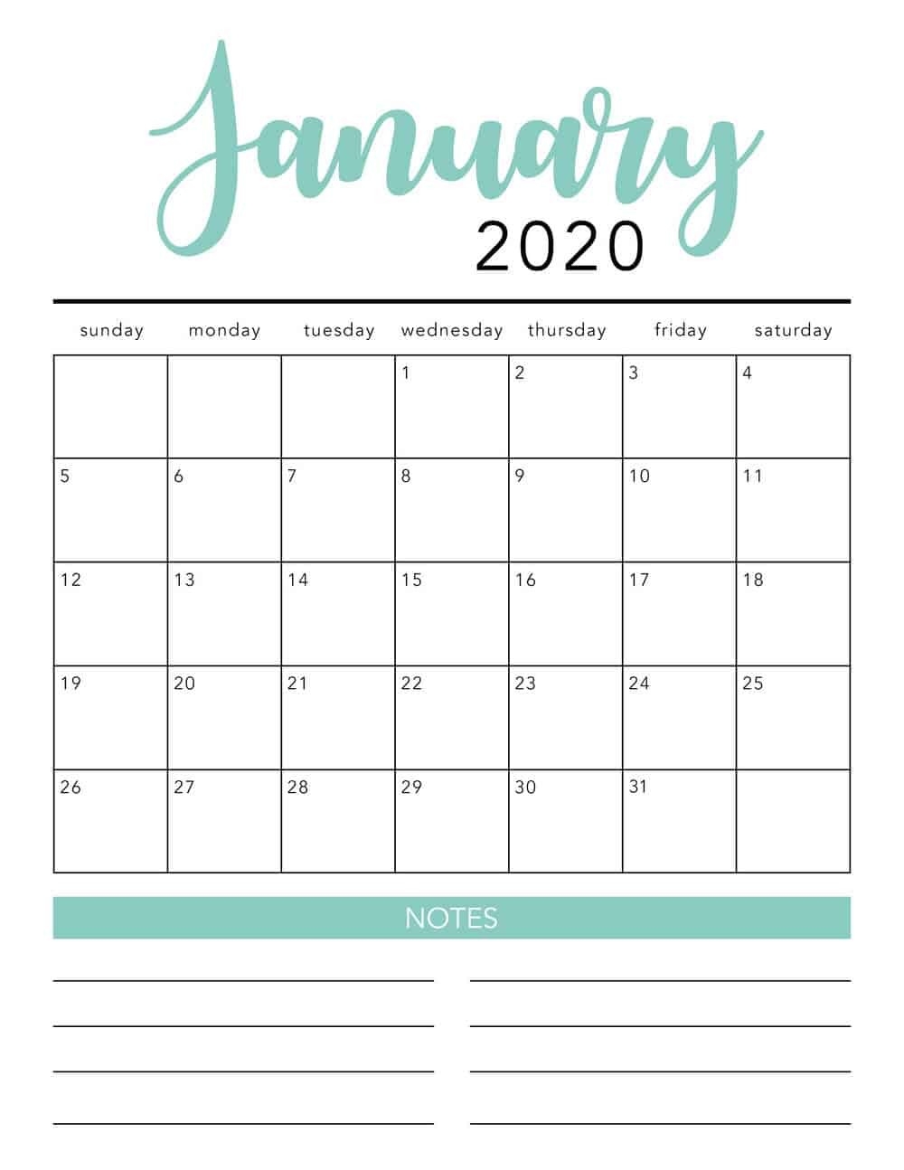 Free 2020 Printable Calendar Template (2 Colors!) - I Heart-Monthly Calendar Sheets 2020