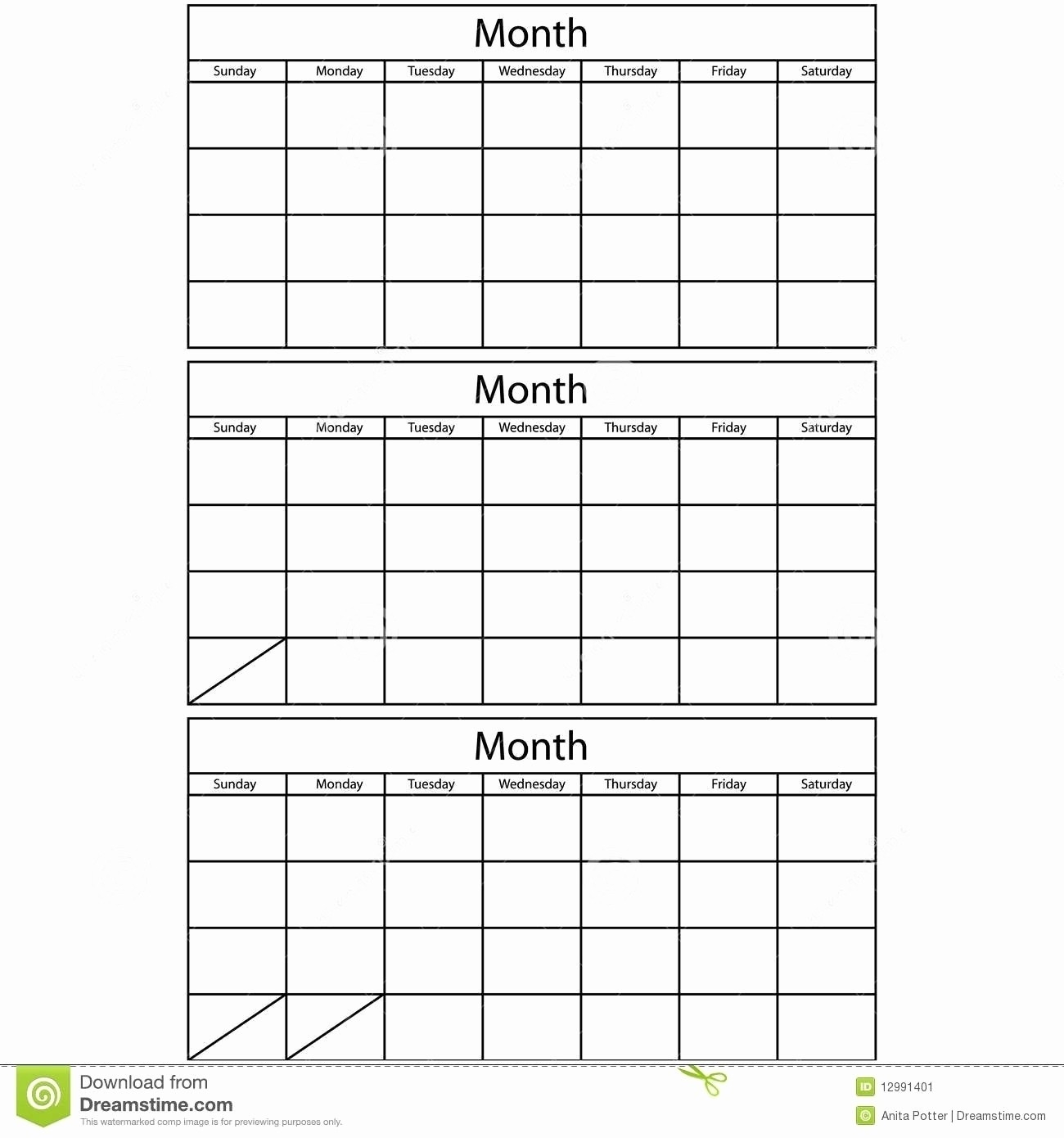 3 Month Blank Calendars Calendar Template Printable