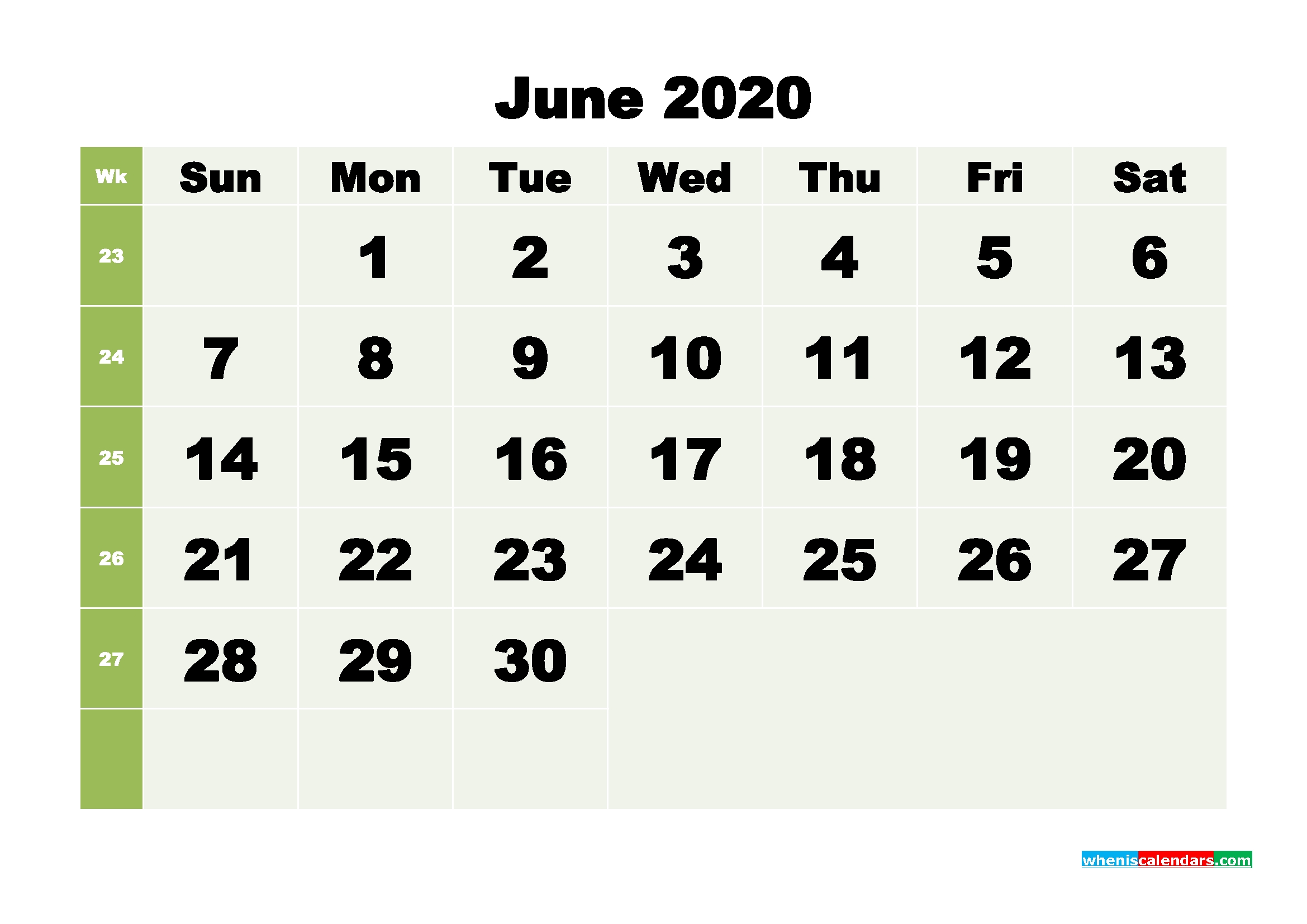 Free Blank Calendar June 2020 Printable - No.m20B258 | Free-Blank 3 Month Calendar 2020 Printable