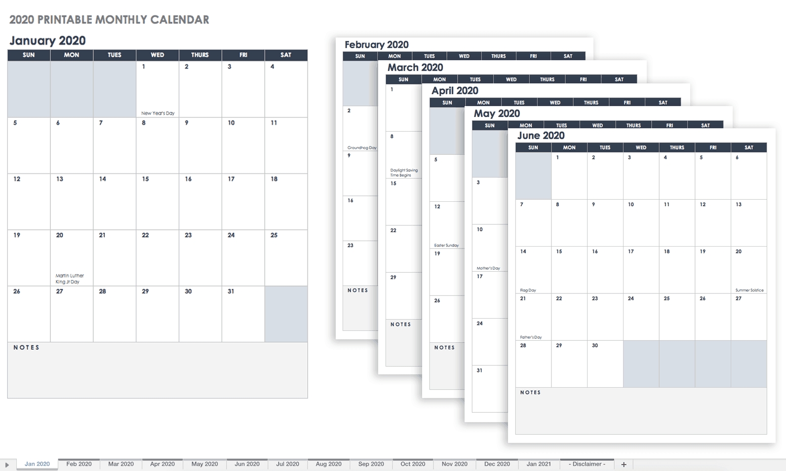 Free Blank Calendar Templates - Smartsheet-Calendar Fill In Templates