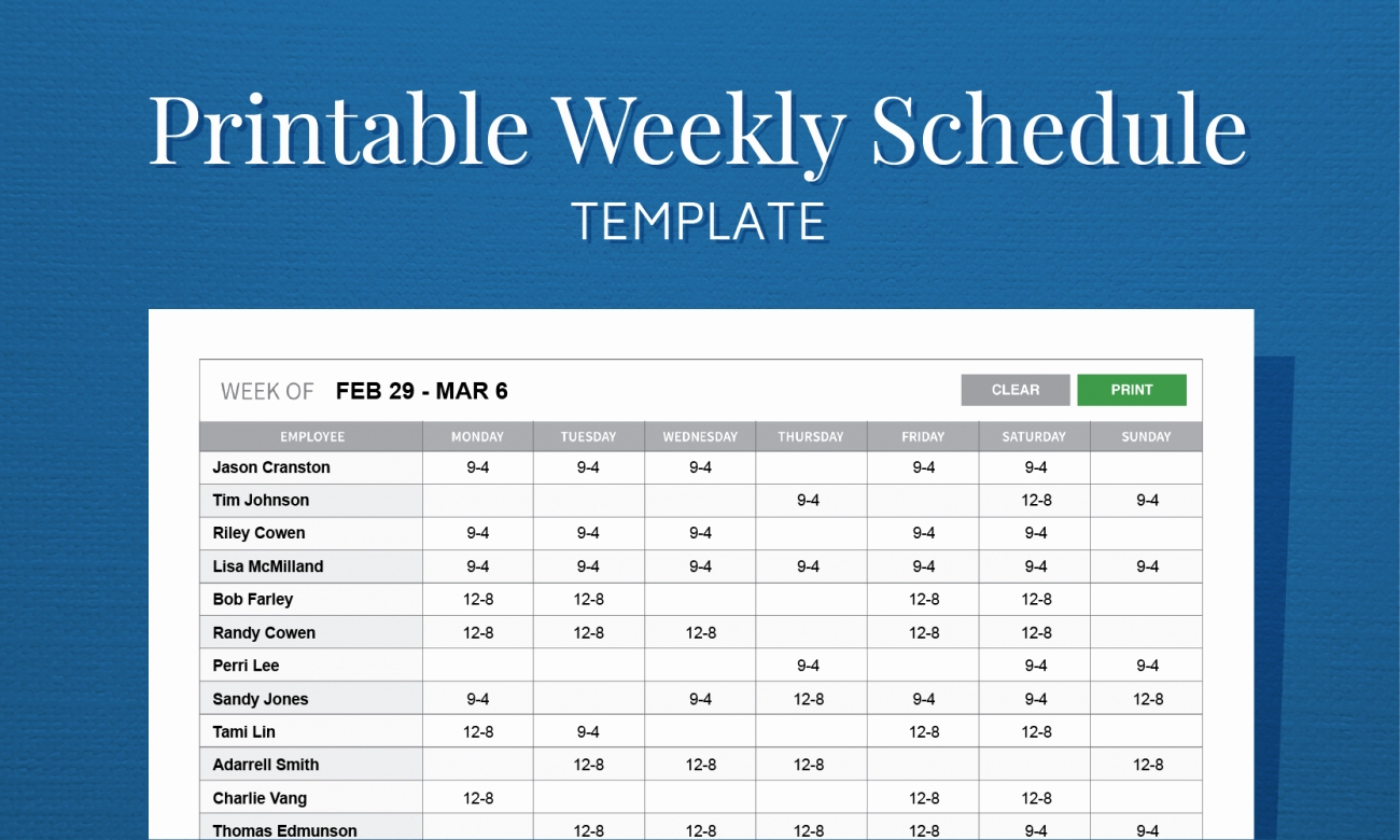 work schedule template free