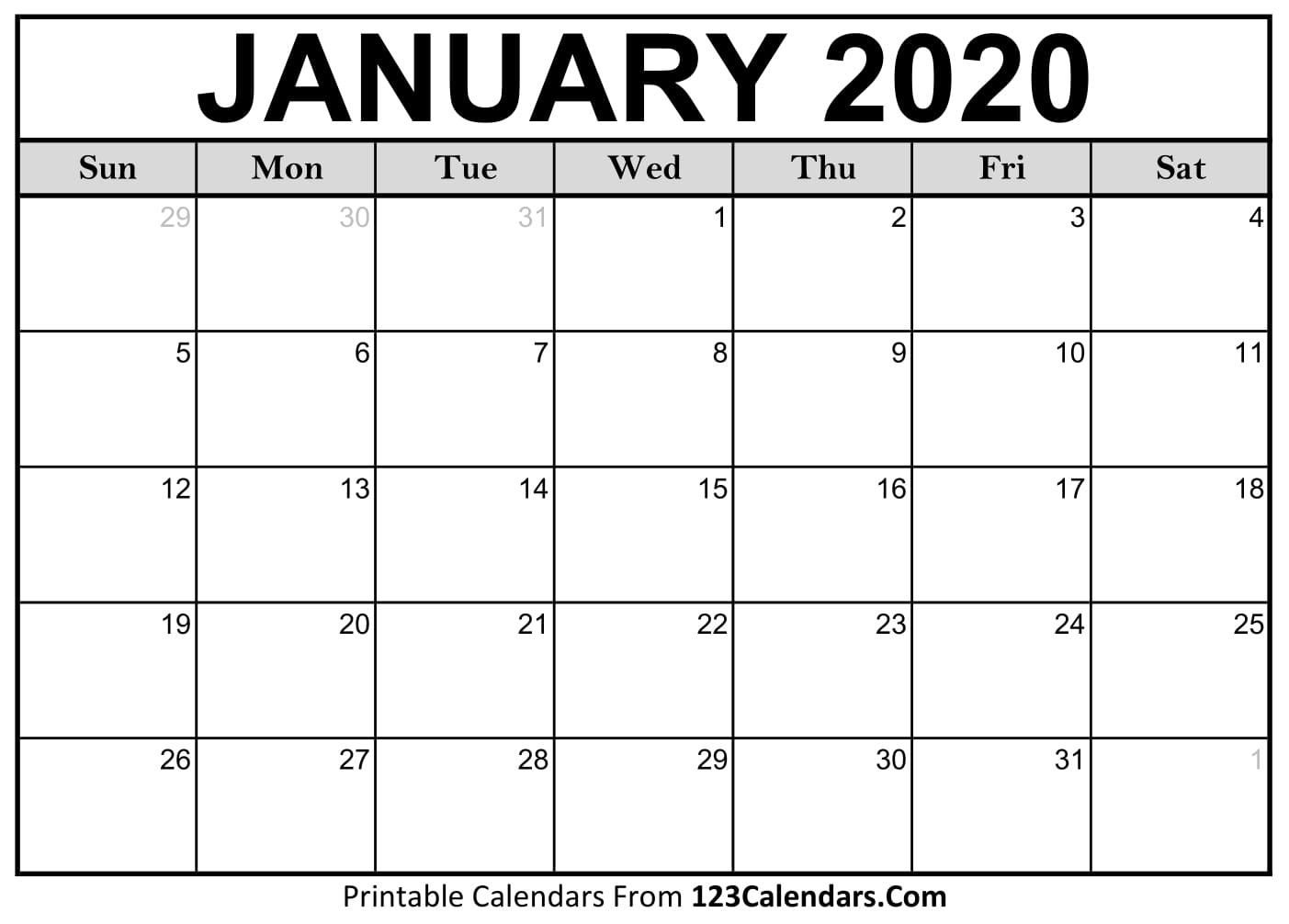 Free Printable Calendar | 123Calendars-Blank Calendar 2020 Printable Monthly