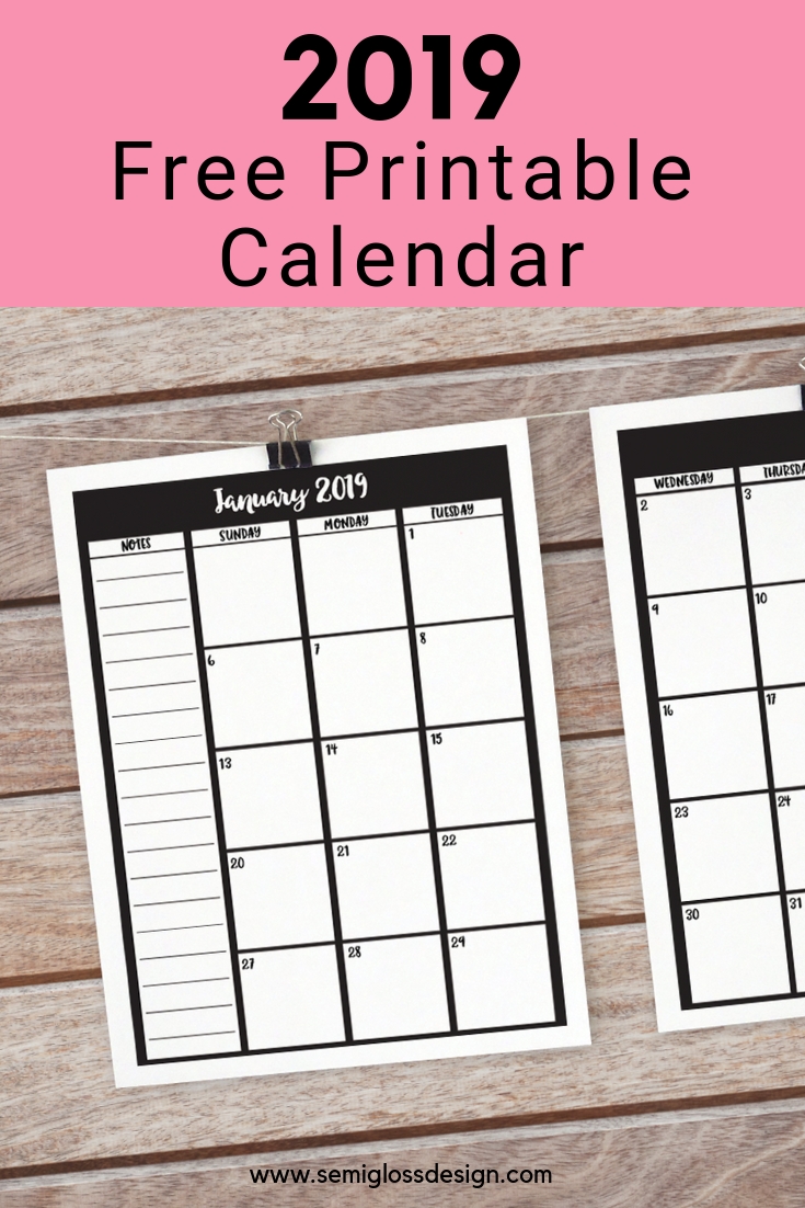 Free Printable Calendar For 2019 | Free Printable Calendar-Printable Blank Monthly Calendar 2 Pages