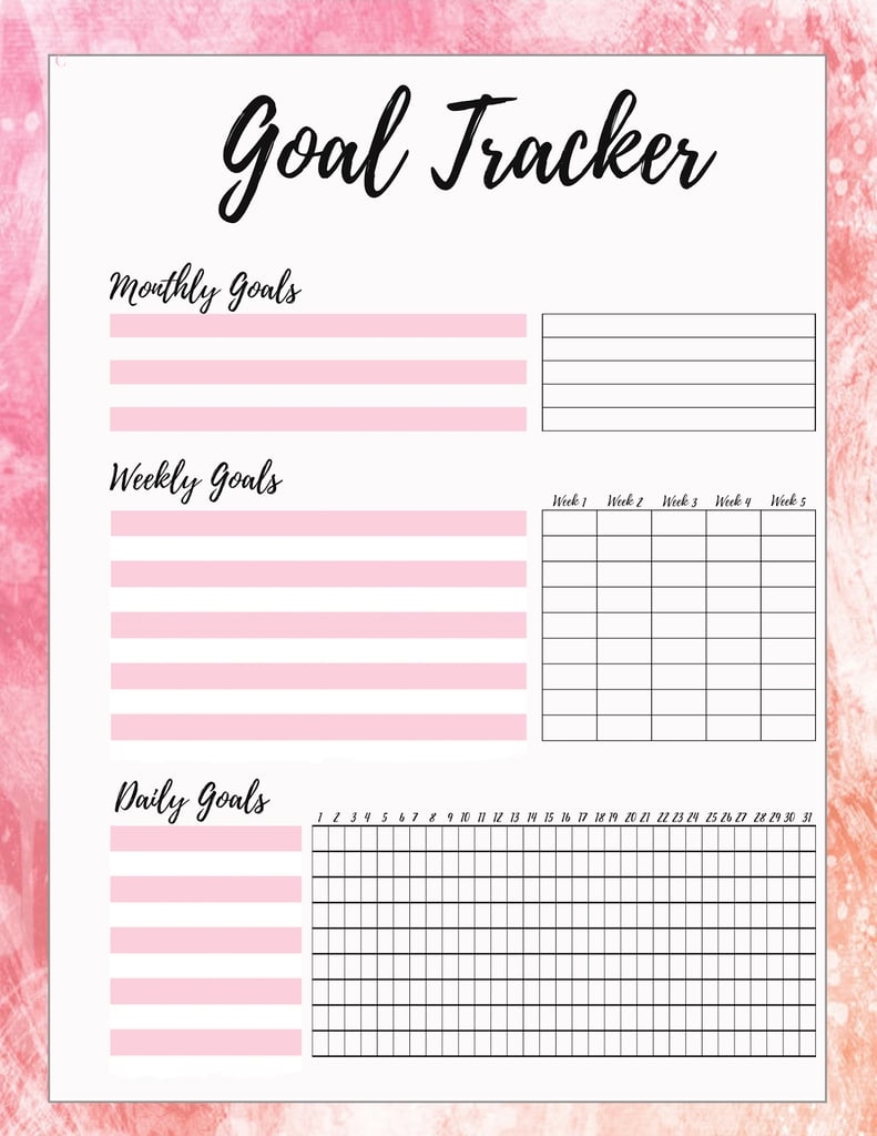 Free Printable Goal Sheets | Popsugar Smart Living-Monthly Goal Calendar Template