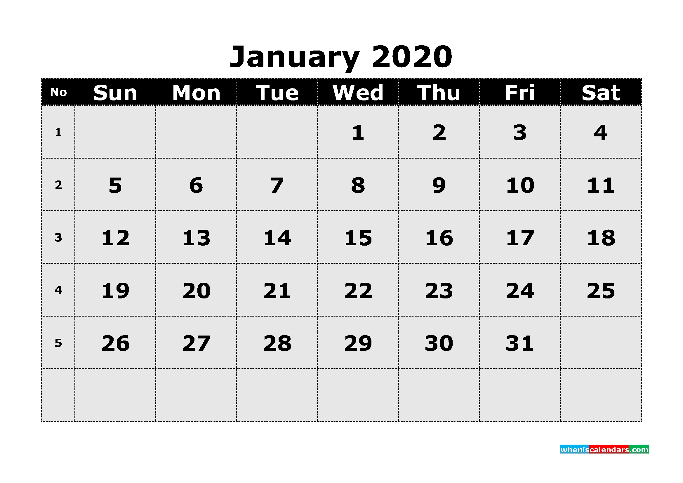 Free Printable January 2020 Calendar Template Word | Free-Microsoft Word Template 2020 Calendar