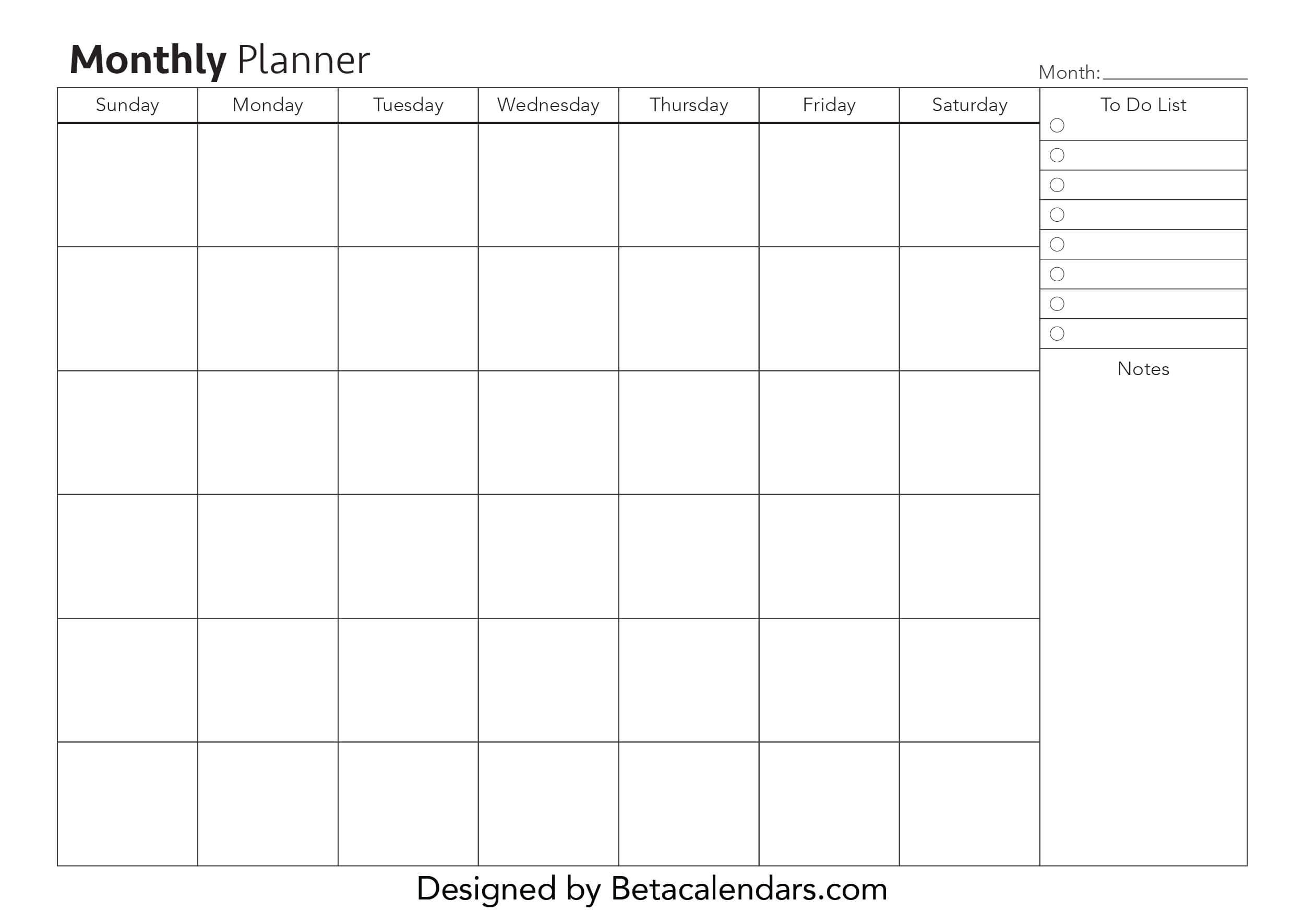 Free Printable Monthly Planner - Beta Calendars-Free Two Page Monthly Planner Templates