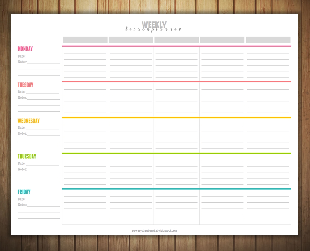 Free Printable Weekly Lesson Plan Template | Pre-School-Weekly Lesson Plan Calendar Template