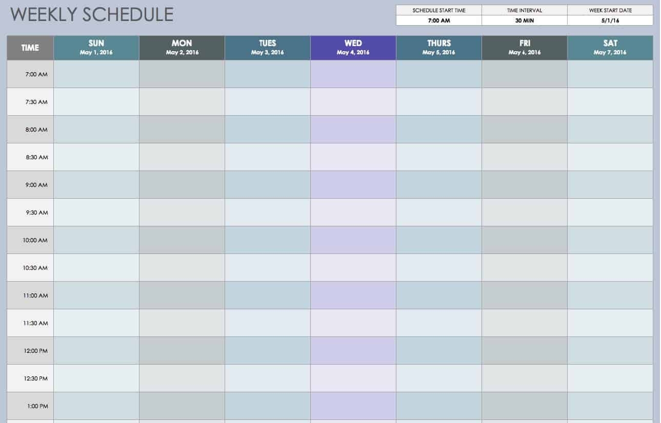 Free Weekly Schedule Templates For Excel - Smartsheet-Week Planner Template Met Week Nummers