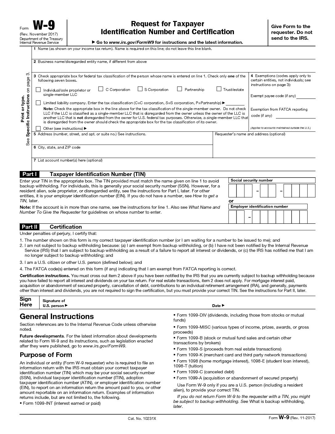 Fw9 | Wage-Filing-Blank W 9 To Print