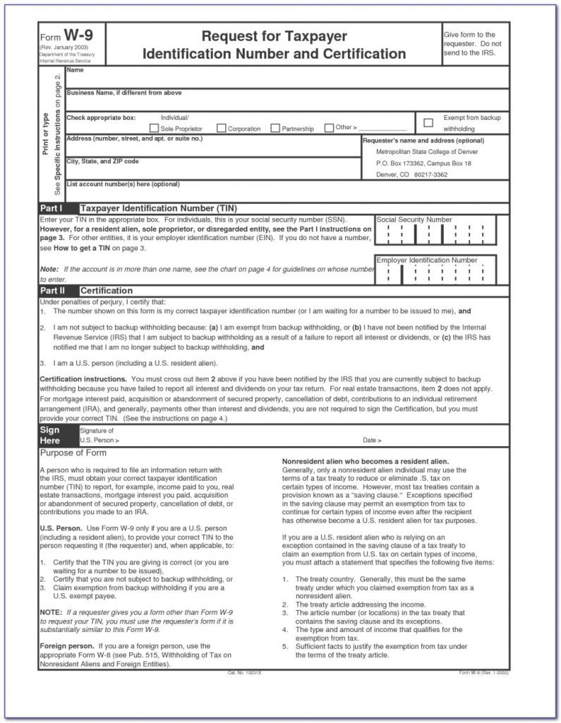 Saveable And Fillable W 9 Form Printable Forms Free Online