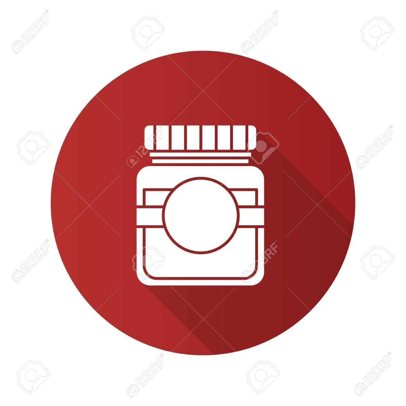 Glass Jar With Blank Label Flat Design Long Shadow Glyph Icon-Glyphicon Icon Is Blank