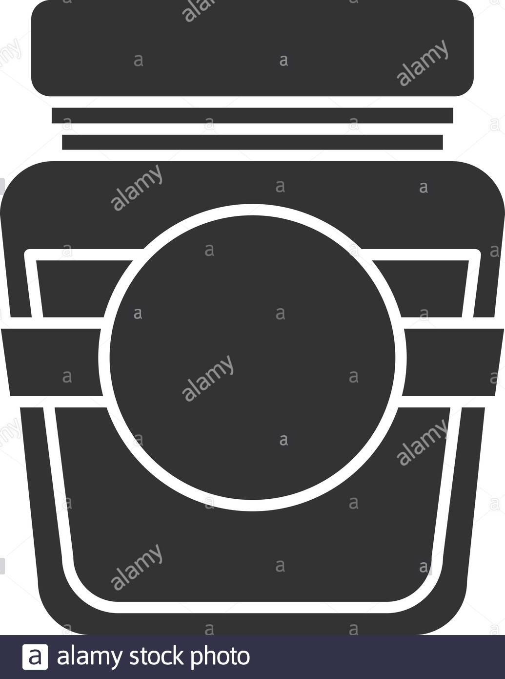 Glass Jar With Blank Label Glyph Icon. Silhouette Symbol-Glyphicon Icon Is Blank