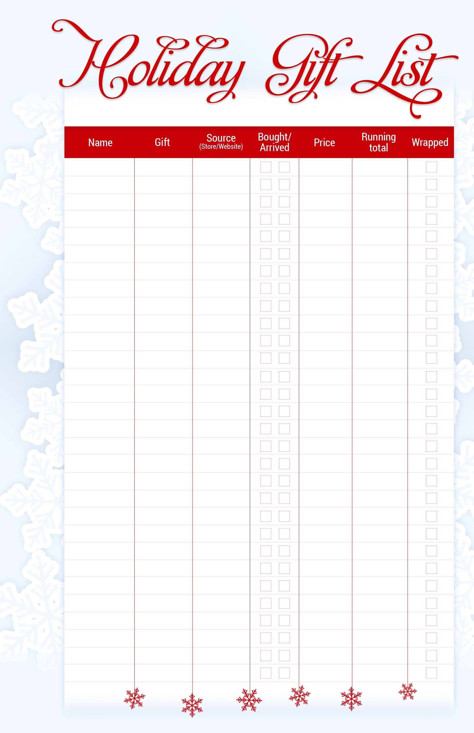 Holiday Gift List - In All Franklinplanner Sizes!! | Holiday-List By Month Of All Holidays