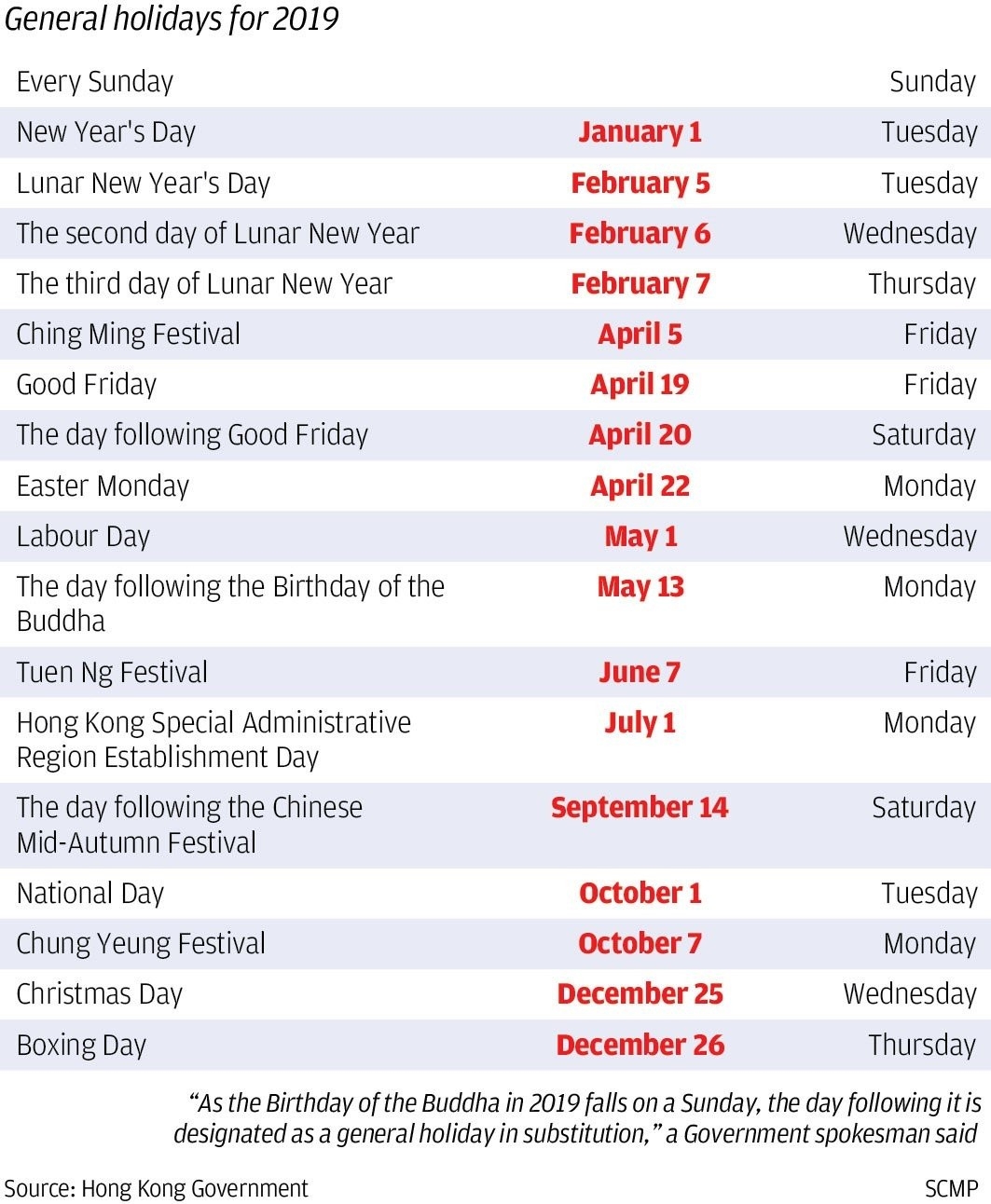2020 Calendar Hong Kong Public Holidays Calendar Template Printable