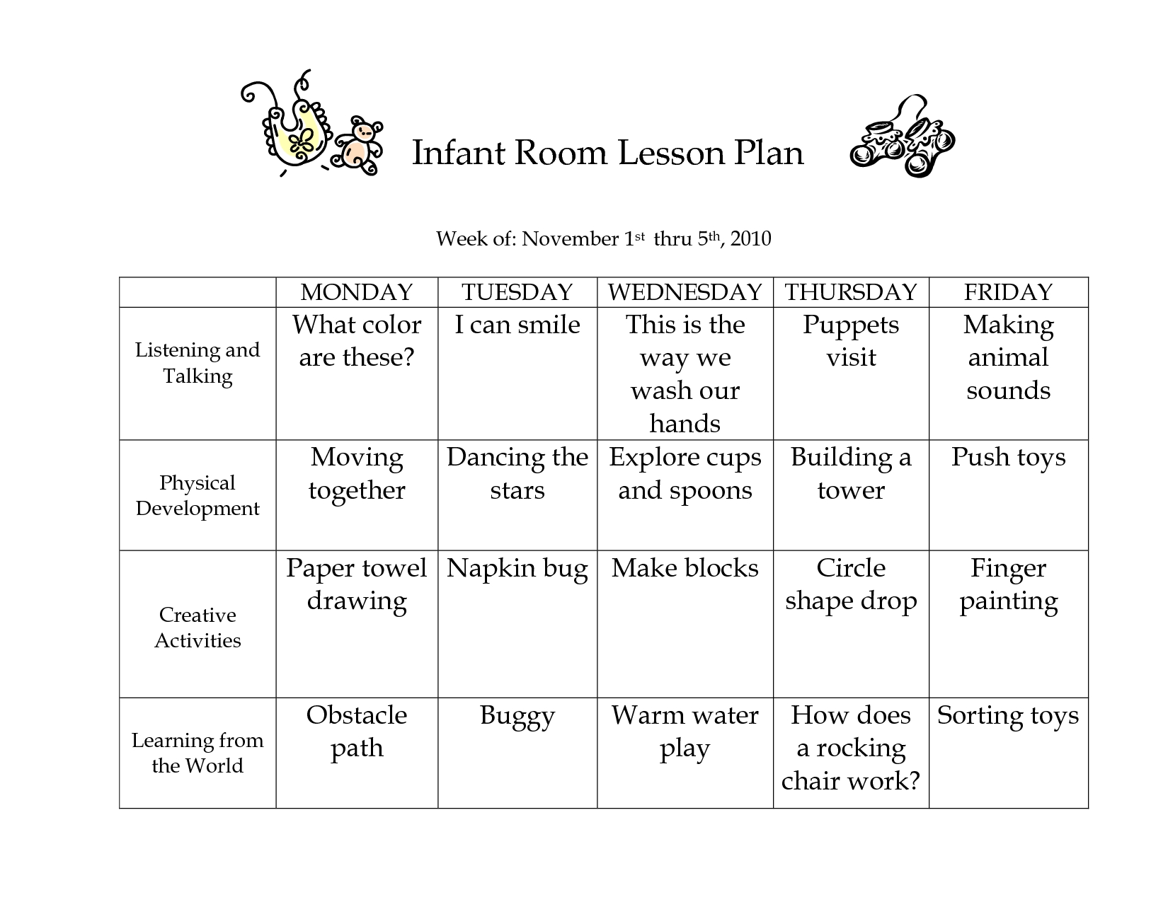 Printable Template Childcare Lesson Plan 2020 | Calendar Template Printable