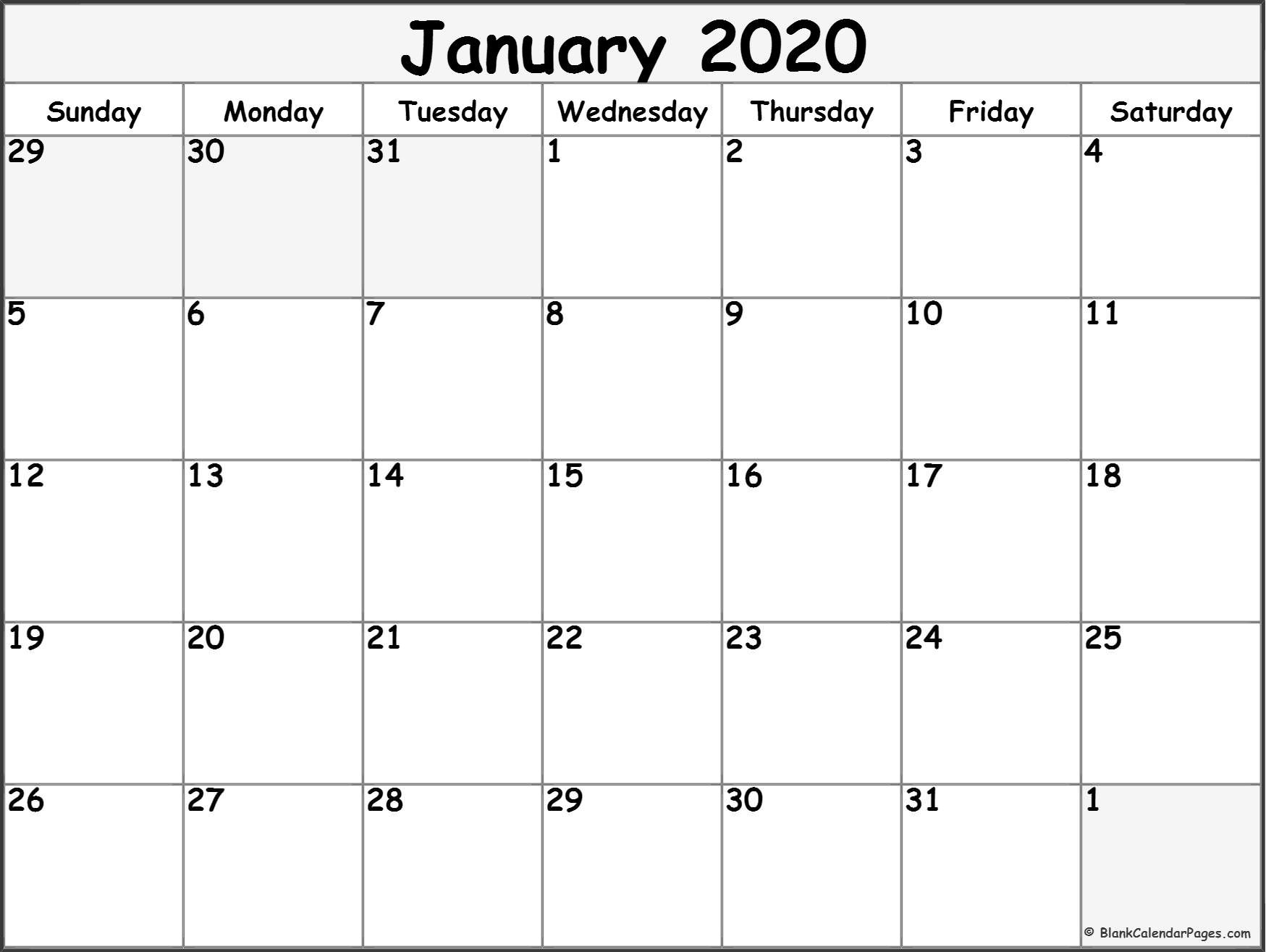 January 2020 Calendar | Free Printable Monthly Calendars-Blank 3 Month Calendar 2020 Printable