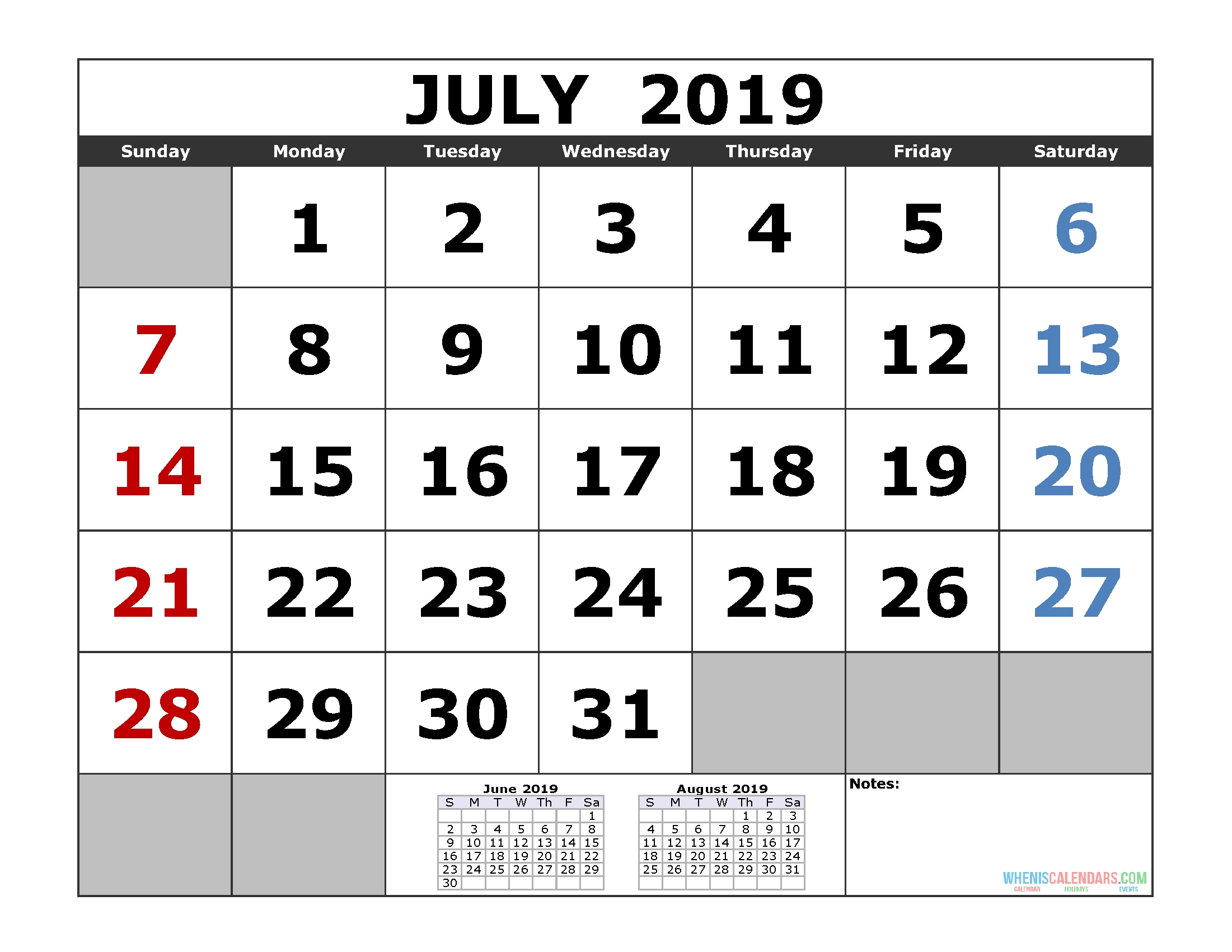 July 2019 Printable Calendar Template (3 Month Calendar-Blank Calendar Printable Three Months Togather