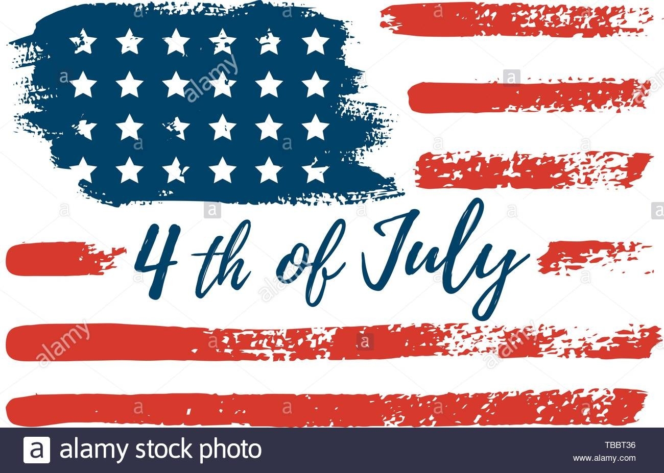 July 4Th Usa Flag Hand Draws The Brush Strokes. Vector-July 4Th Closed Sign Template