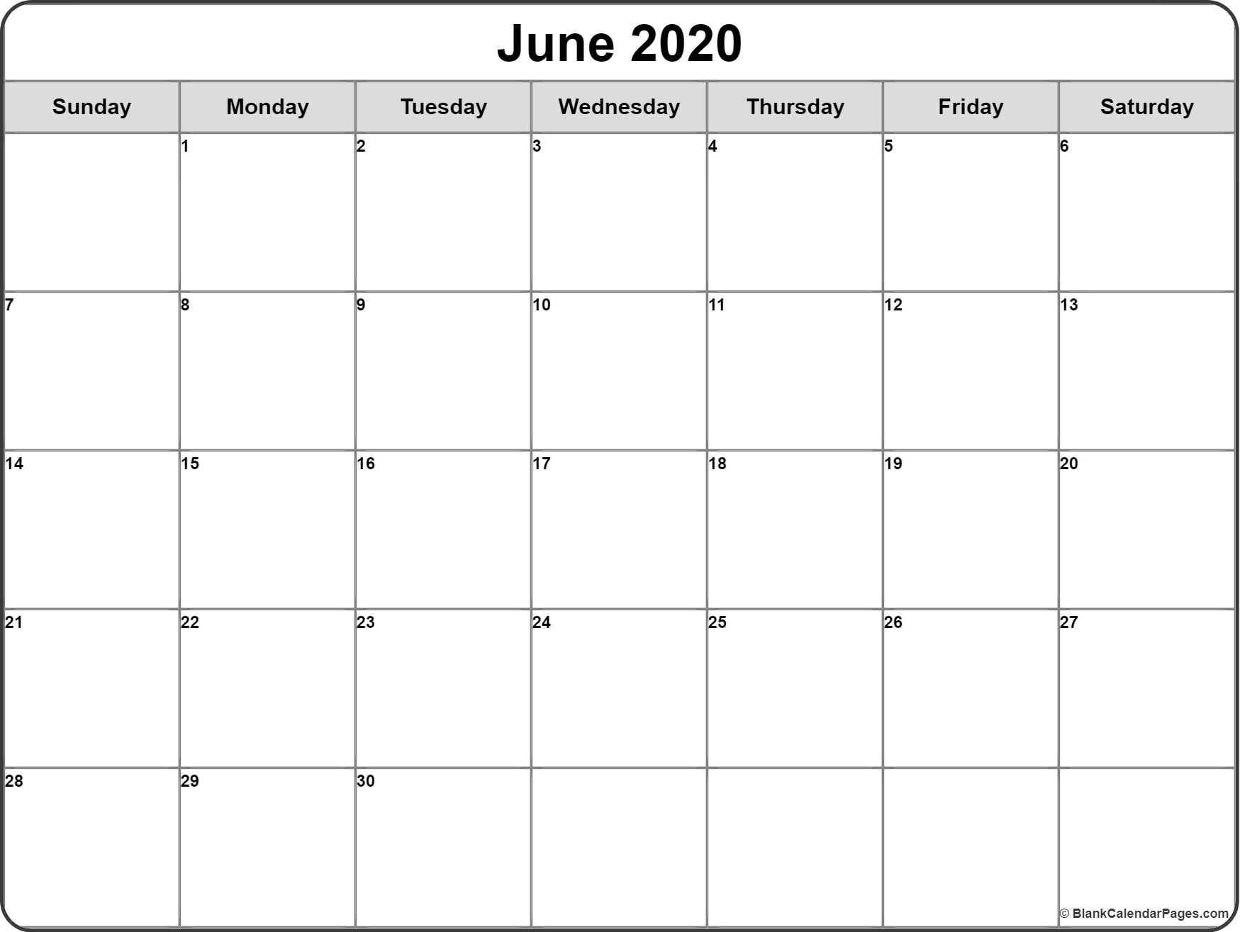 June 2020 Calendar | Free Printable Monthly Calendars-Monthly June 2020 Calendar