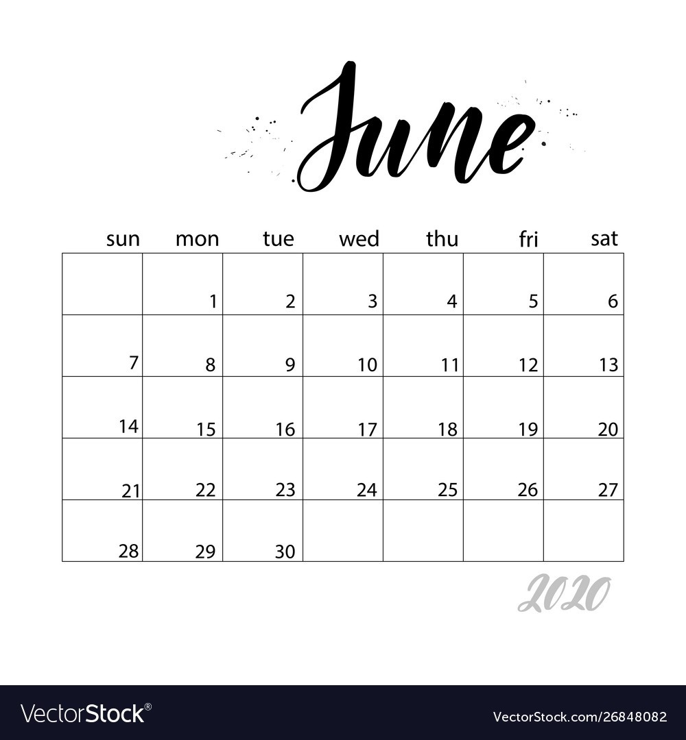 June Monthly Calendar For 2020 Year-Monthly June 2020 Calendar