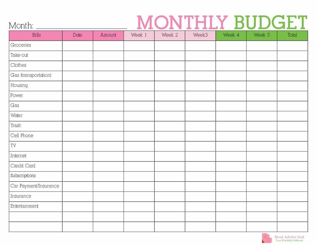 family monthly expenses list