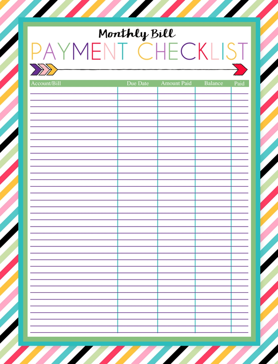 Keep Your Bill Due Dates Straight With These Free Calendar-Monthly Bill List Printable