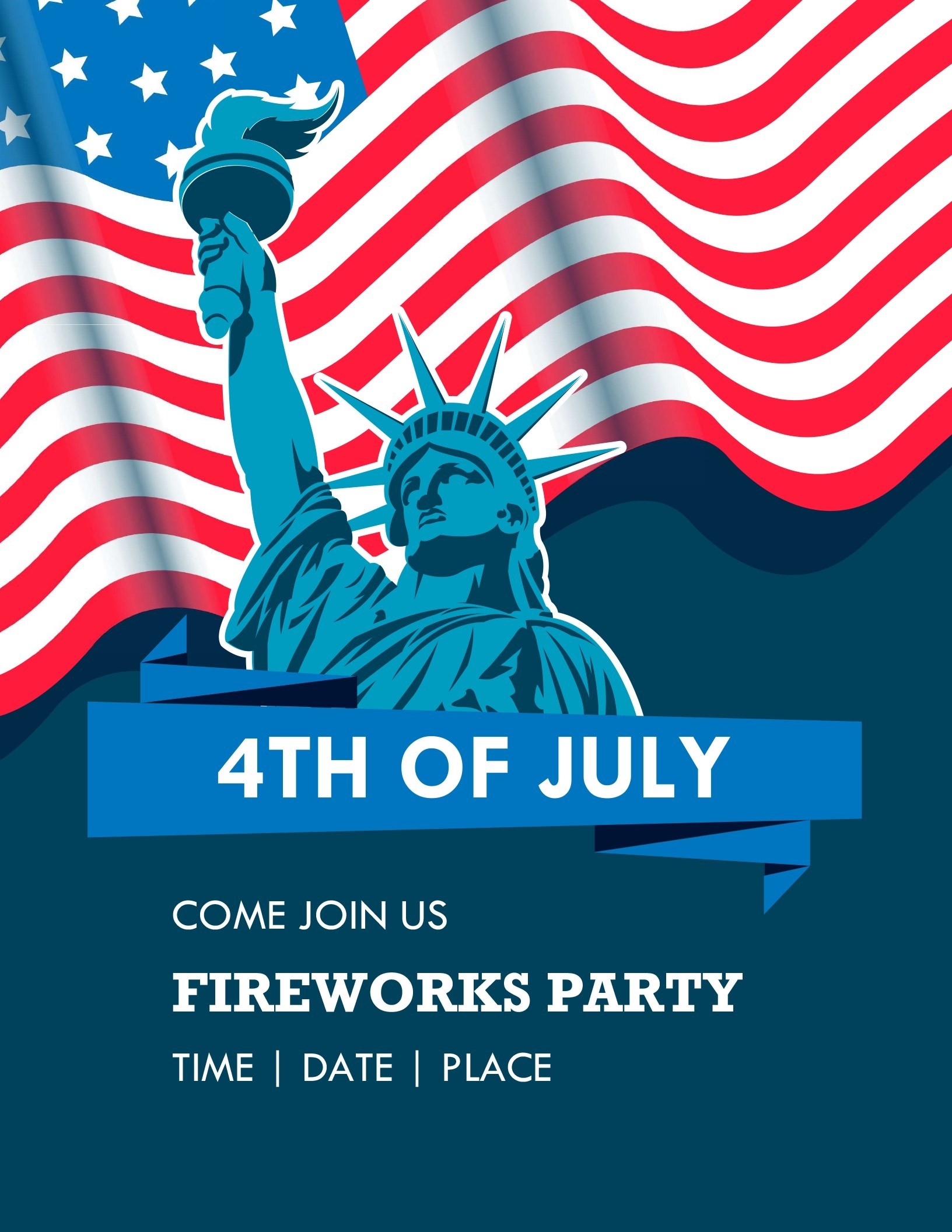 Lady Liberty Fourth Of July Flyer-July 4Th Closed Sign Template