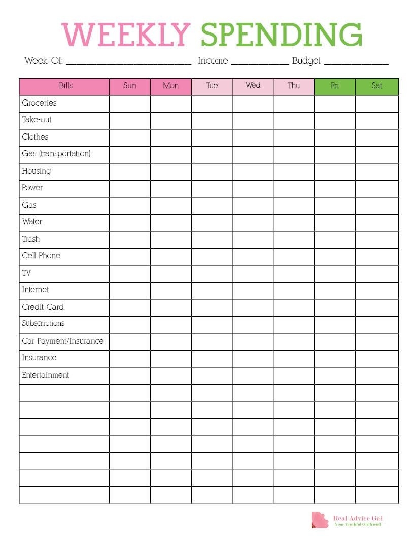List Down Your Weekly Expenses With This Free Printable-Make A Monthly Bill Chart