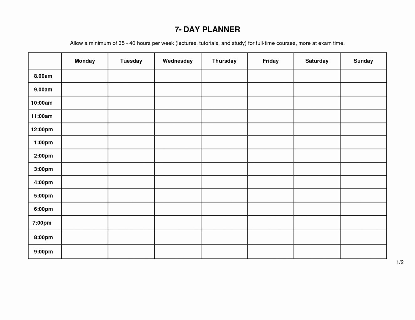 Monday Through Friday Schedule Template - Wpa.wpart.co-Weekly Calendar Template Monday To Friday