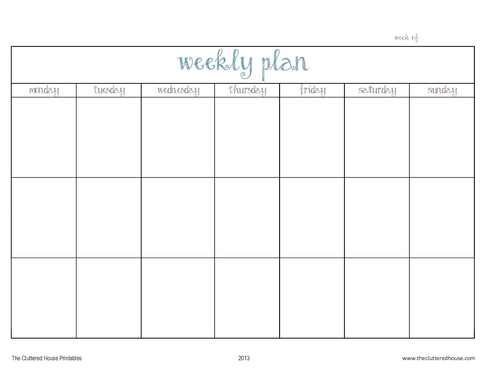 Monday To Friday Template | Calendar Template Printable