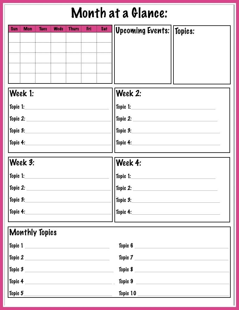 At A Glance Monthly Calendar Printable Calendar Template Printable